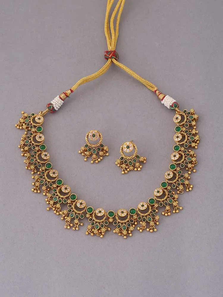Emerald Rameswaram Temple Jewellery Set