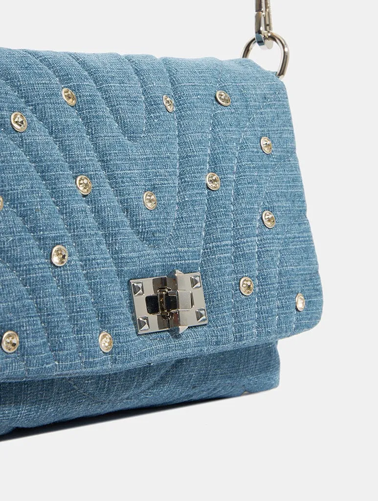 Farah Denim Rhinestone Shoulder Bag