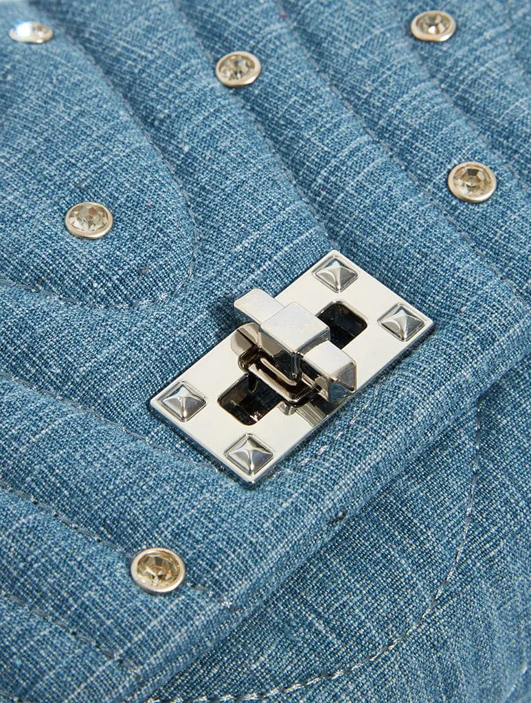 Farah Denim Rhinestone Shoulder Bag