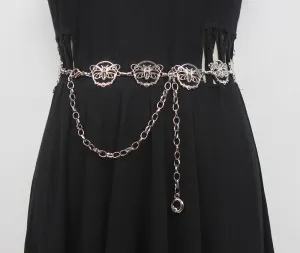 Fashion Ladies Metal Waist Chain Thin Belt With Skirt Decorative Butterfly Chain Girdle