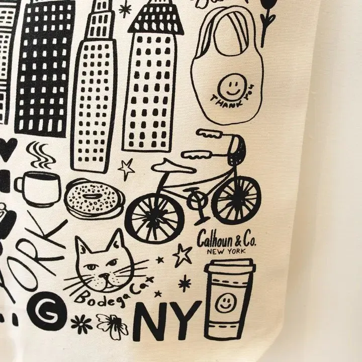 Final Sale- New York City Canvas Tote Bag W/Zipper Closure