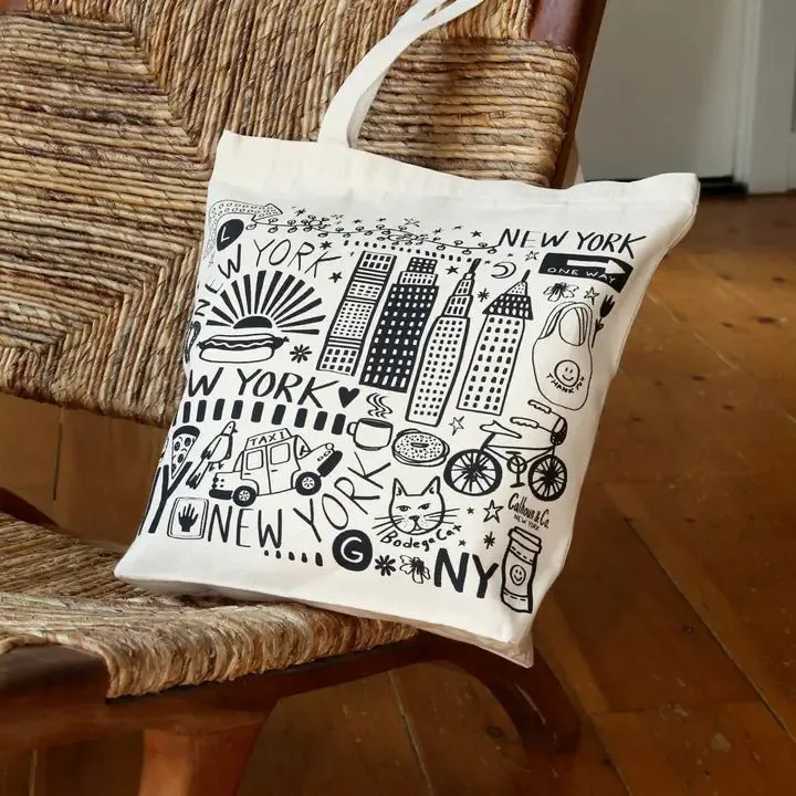 Final Sale- New York City Canvas Tote Bag W/Zipper Closure