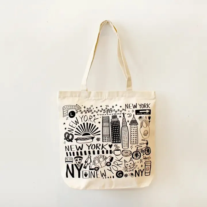 Final Sale- New York City Canvas Tote Bag W/Zipper Closure