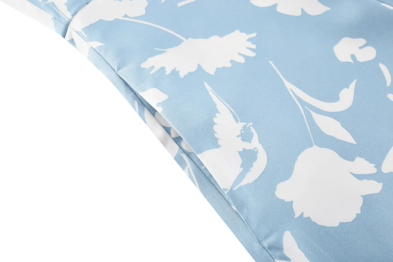 Fit & Flare Monochrome Tropical Print Dress