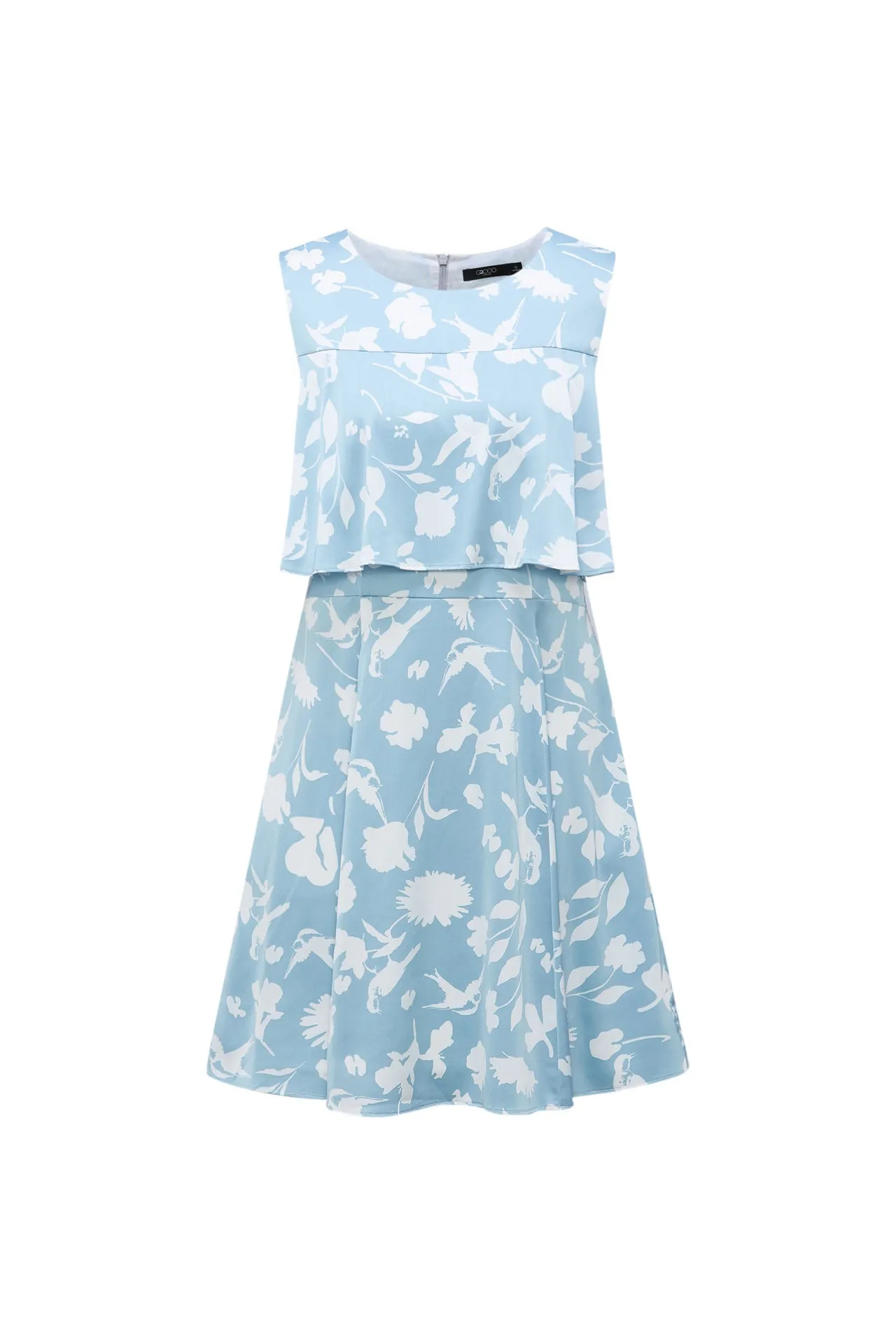 Fit & Flare Monochrome Tropical Print Dress