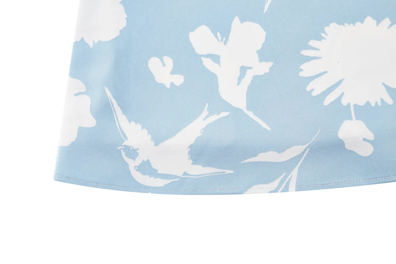 Fit & Flare Monochrome Tropical Print Dress