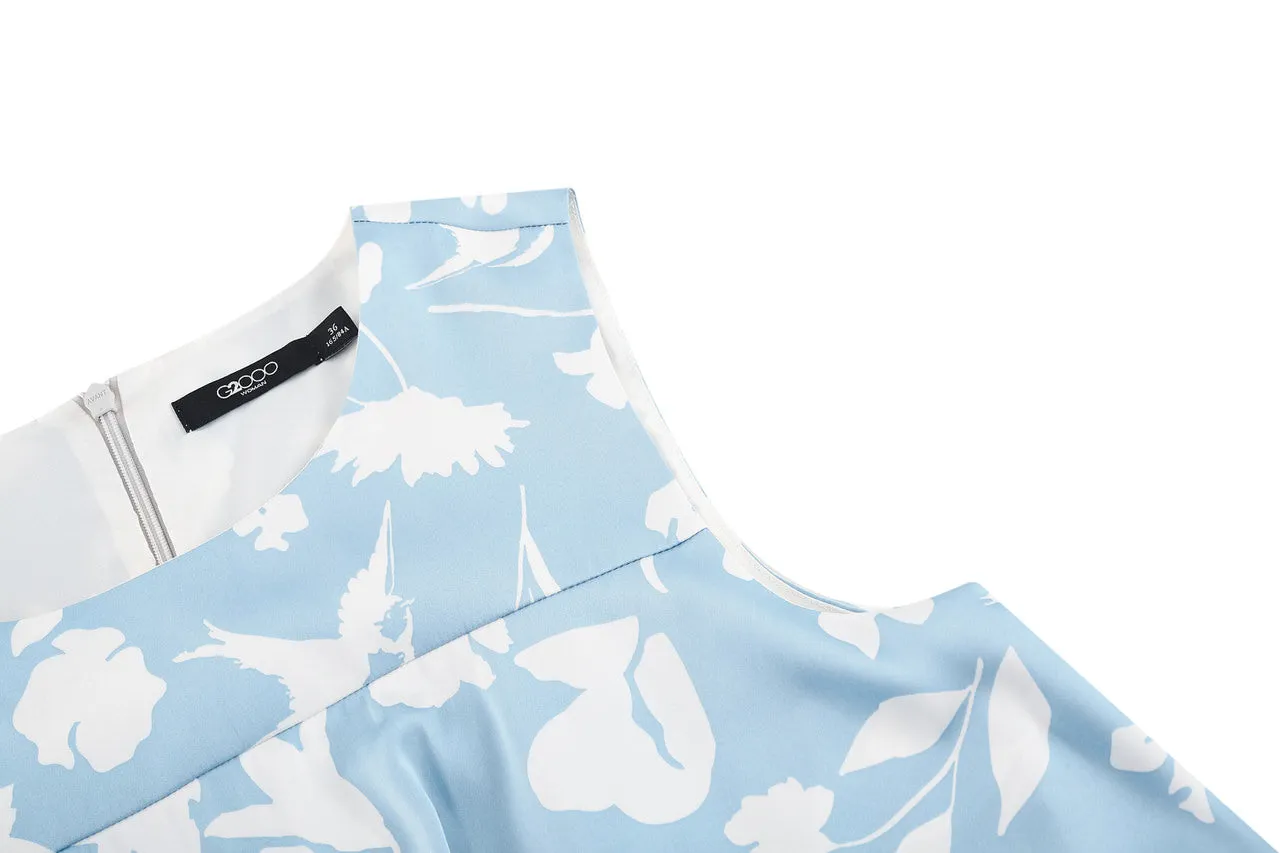 Fit & Flare Monochrome Tropical Print Dress