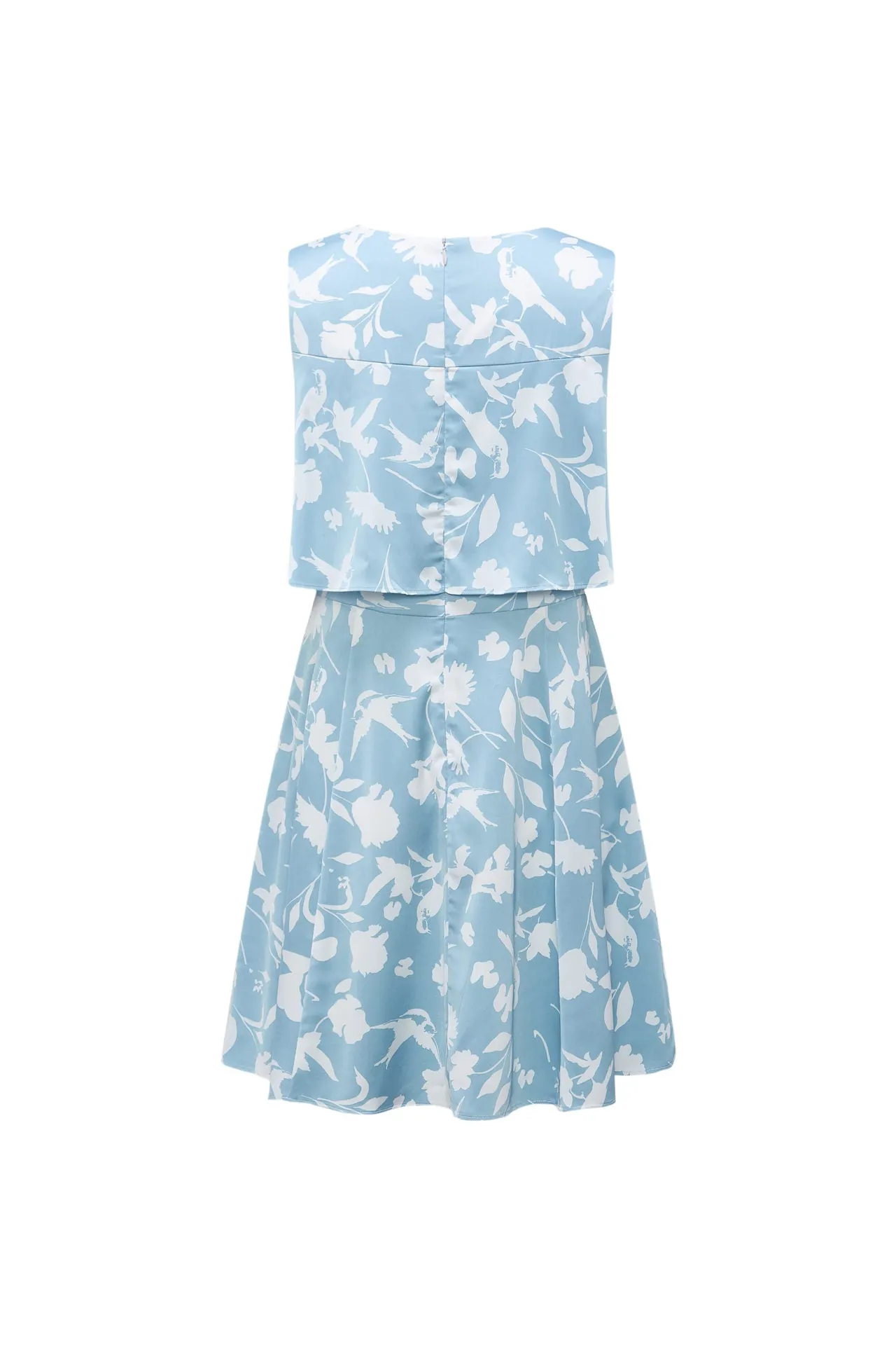 Fit & Flare Monochrome Tropical Print Dress