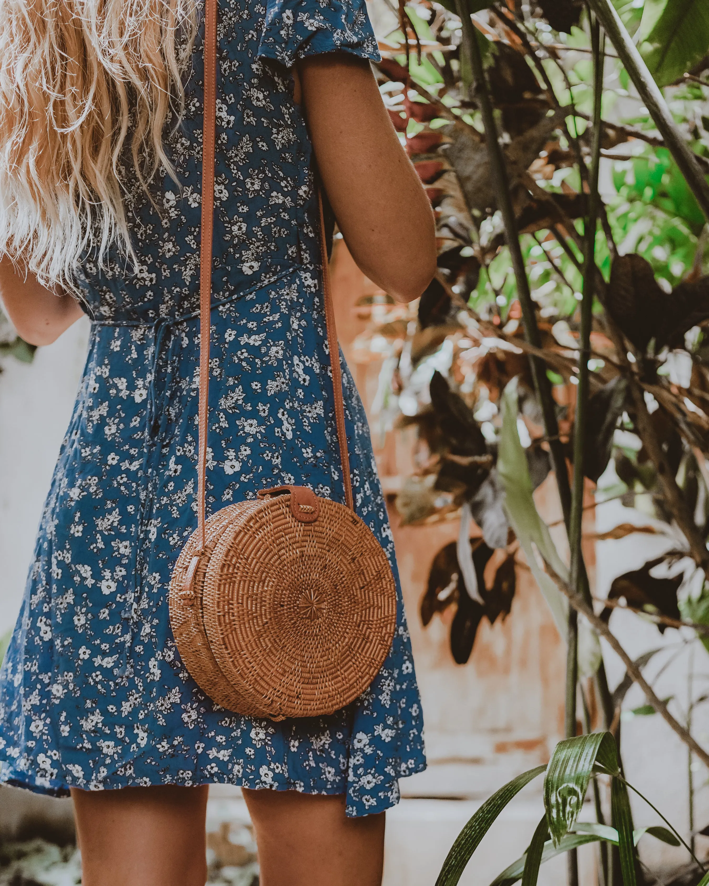 Flores Round Rattan Bag