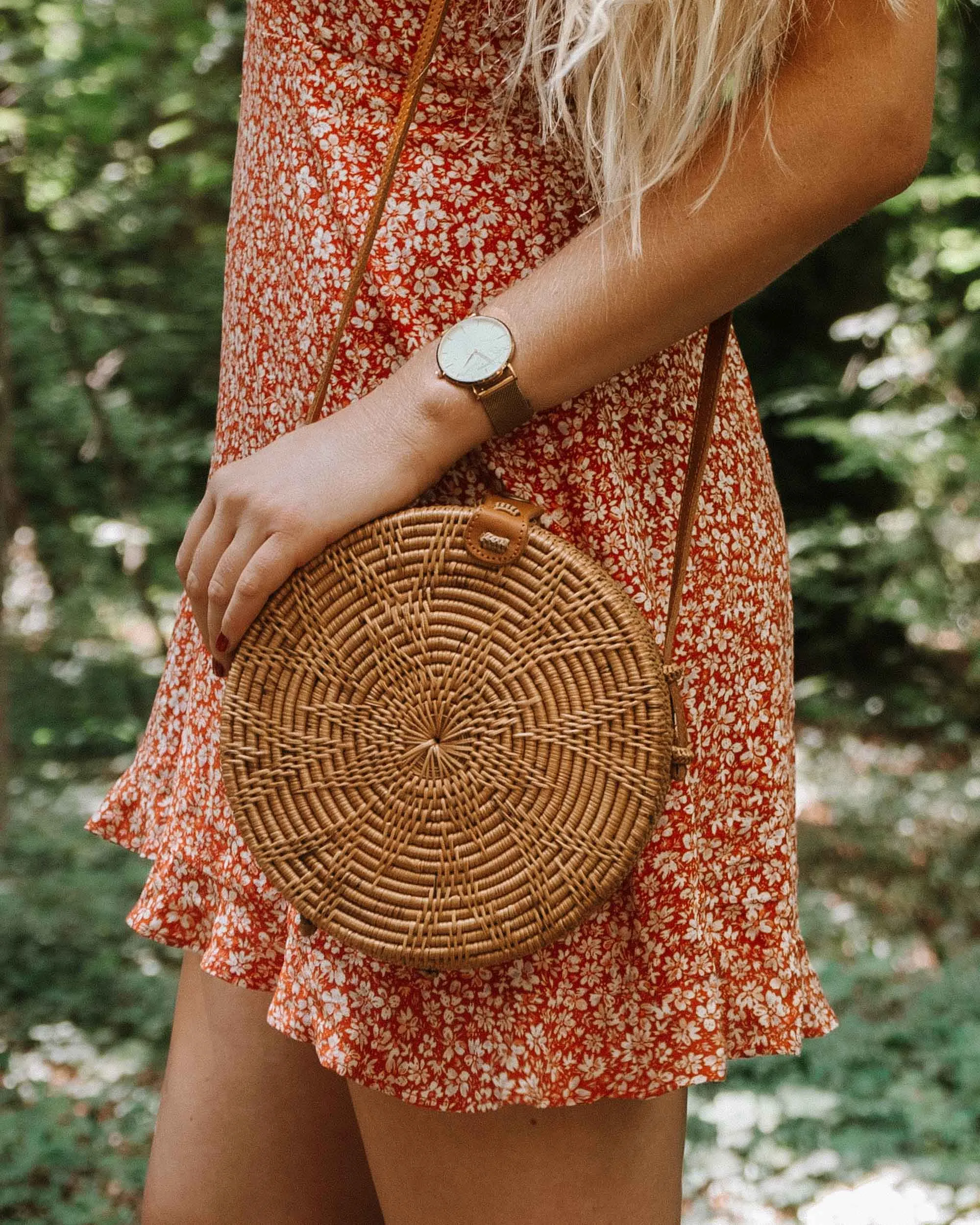 Flores Round Rattan Bag