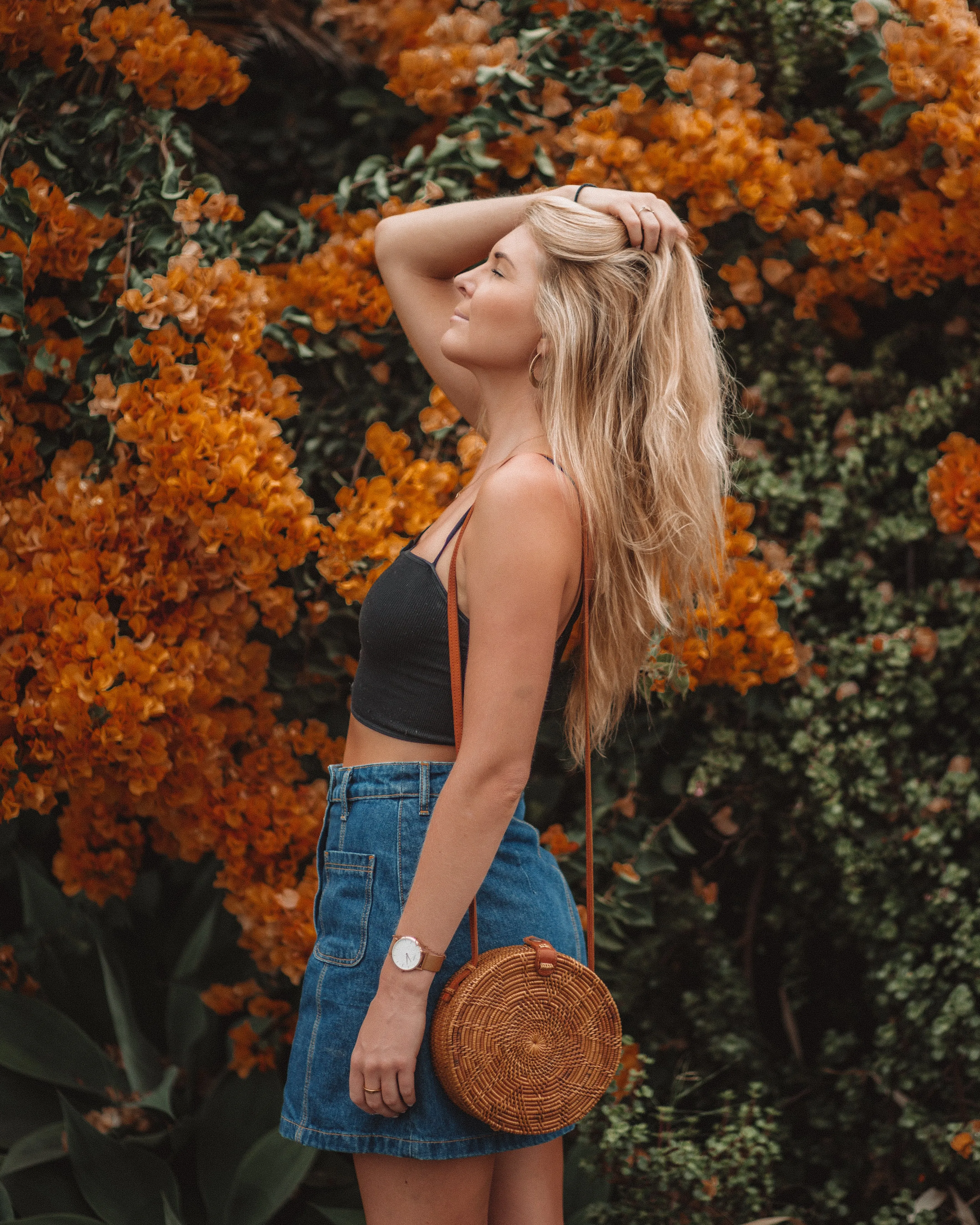 Flores Round Rattan Bag