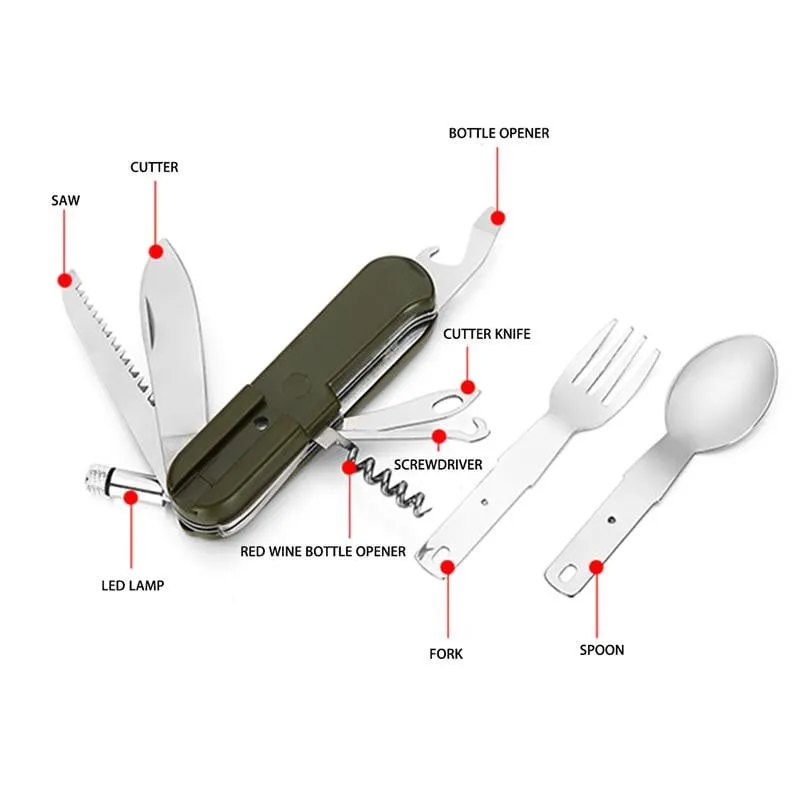Foldable Stainless Steel outdoor Tableware with Led Light