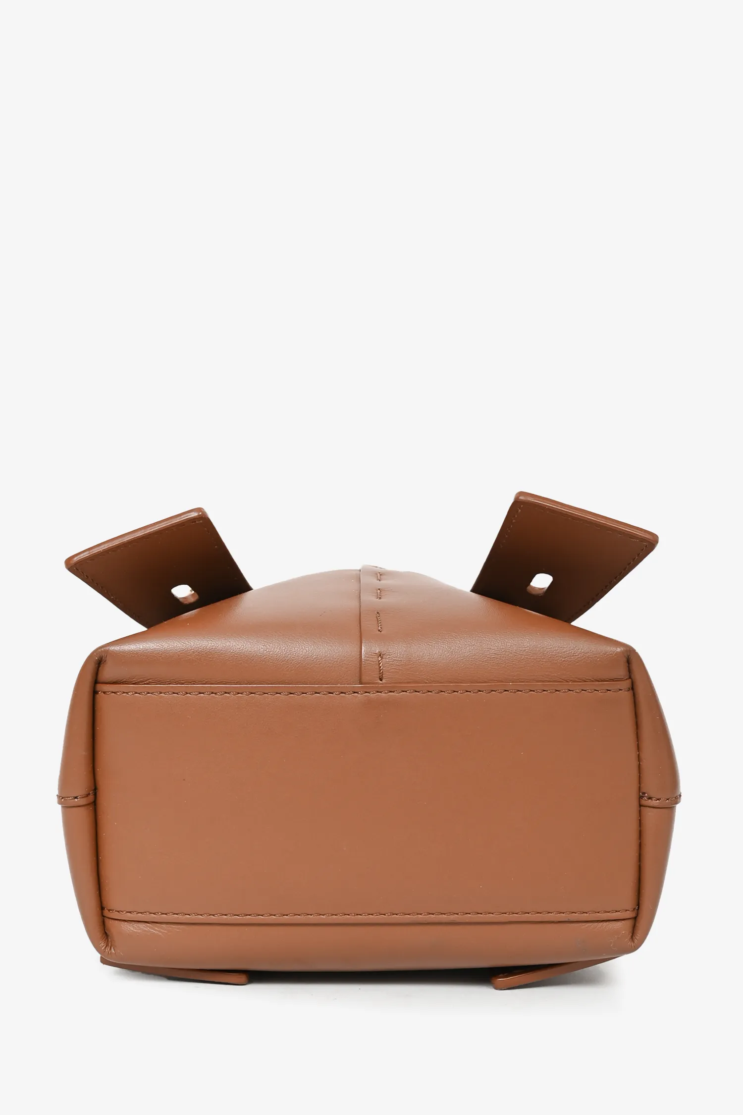 Frame Tan Leather Top Handle Bag With Strap