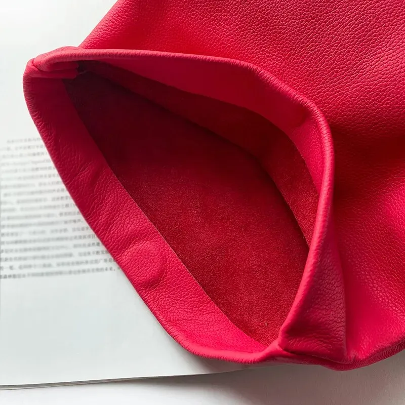 Genuine Leather Fold Over Envelope Clutch Bag
