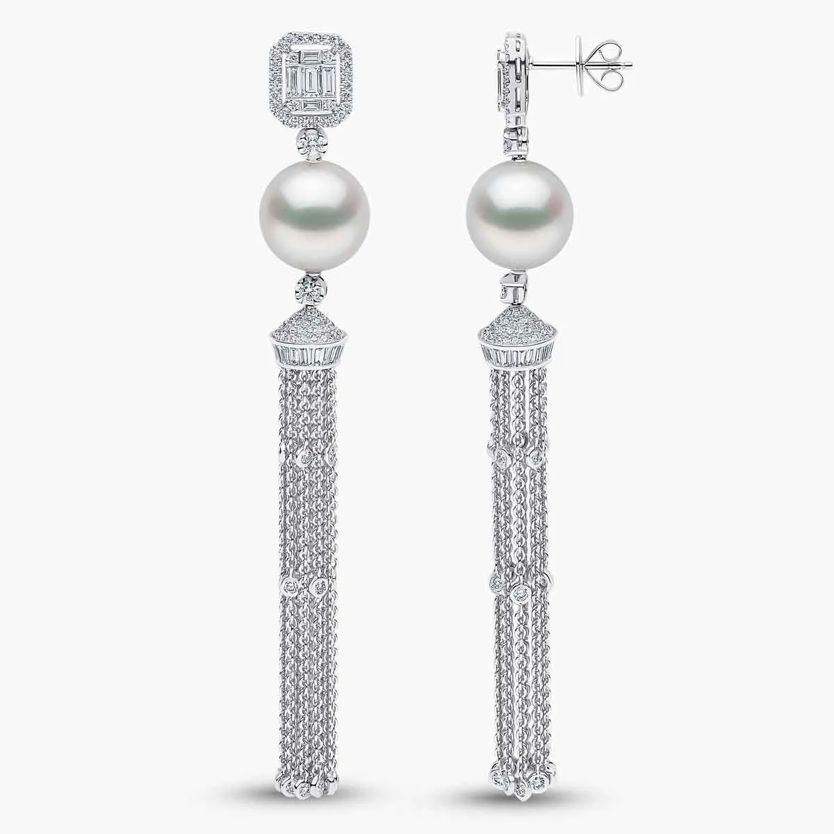 Glitz 18K Gold South Sea Pearl Diamond Earrings