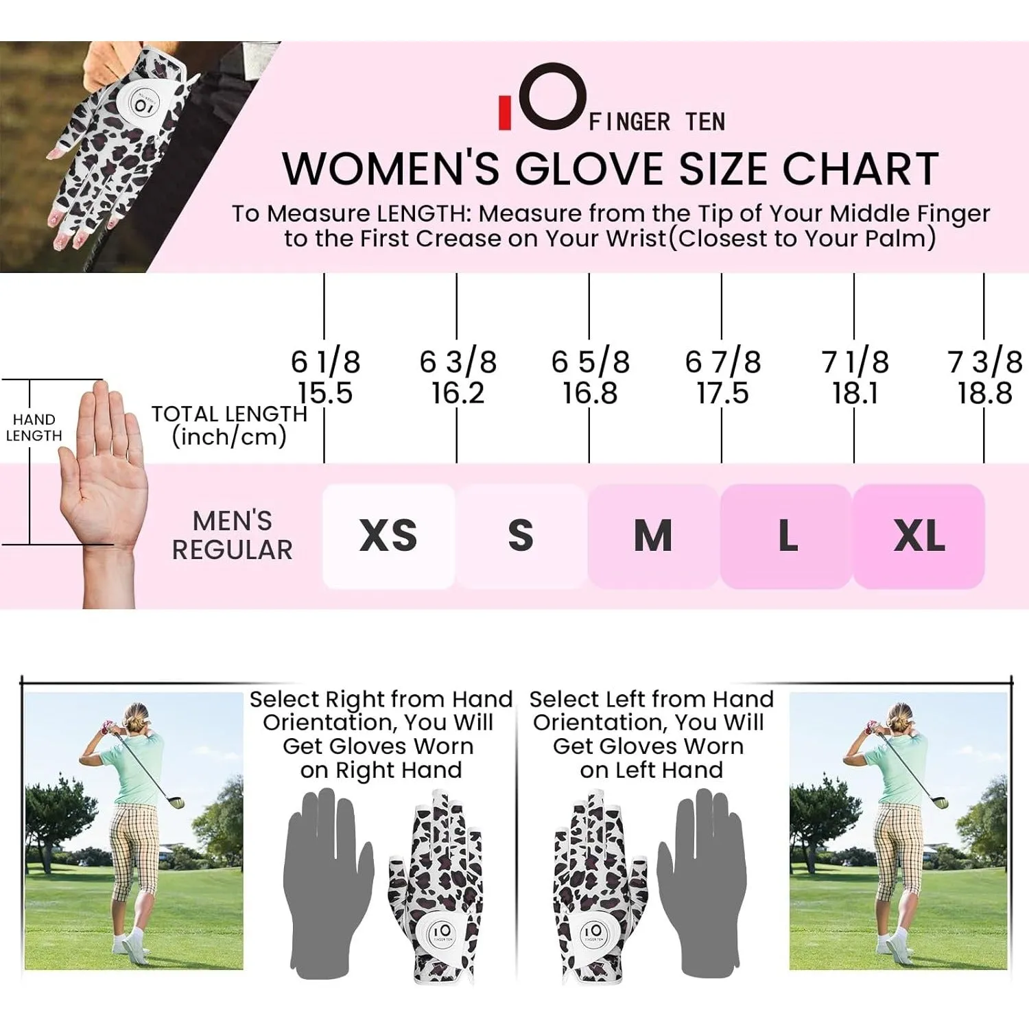 Golf Gloves Women Leopard Half Finger 1 Pack