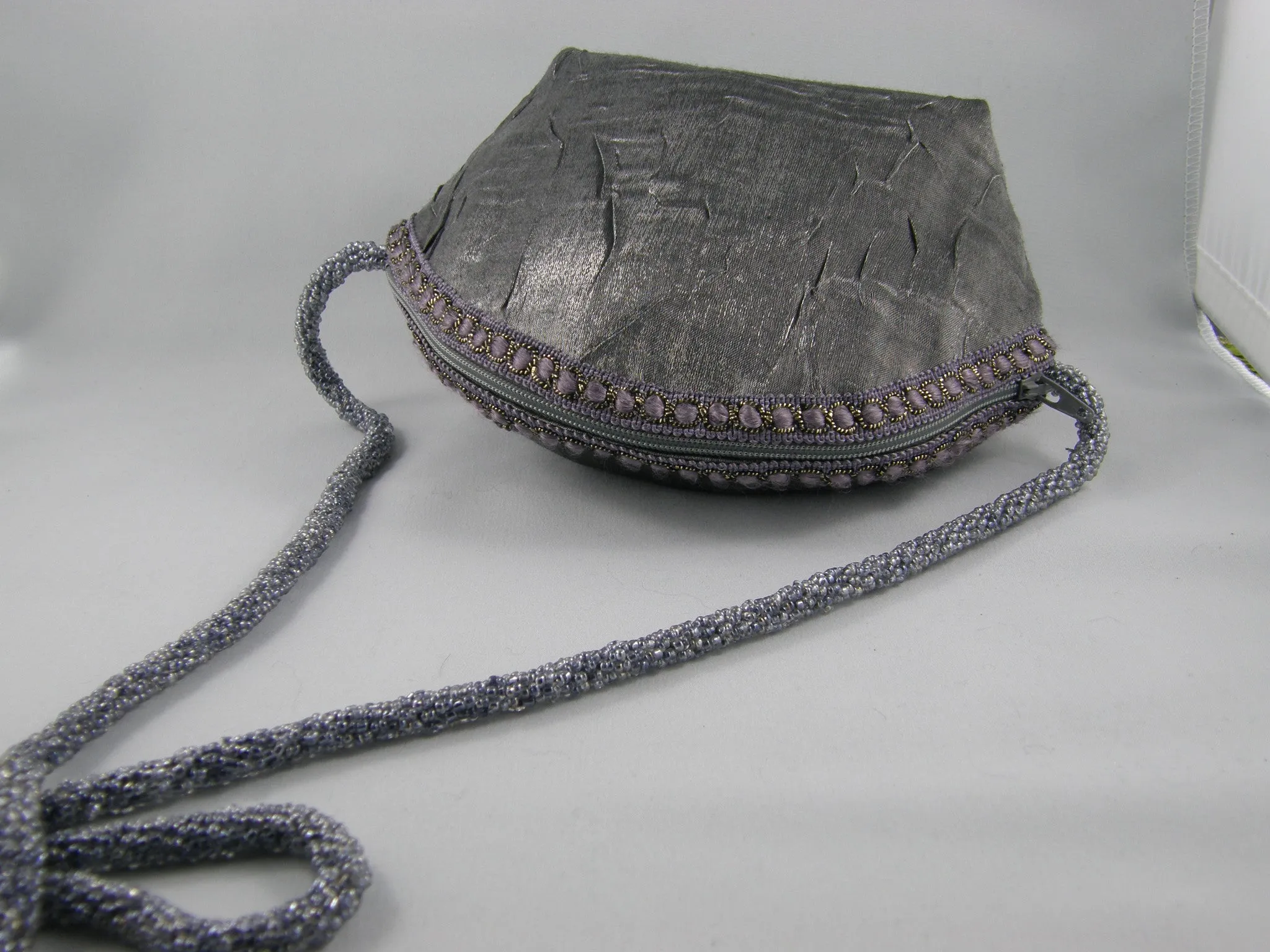 Grey Satin Evening Bag