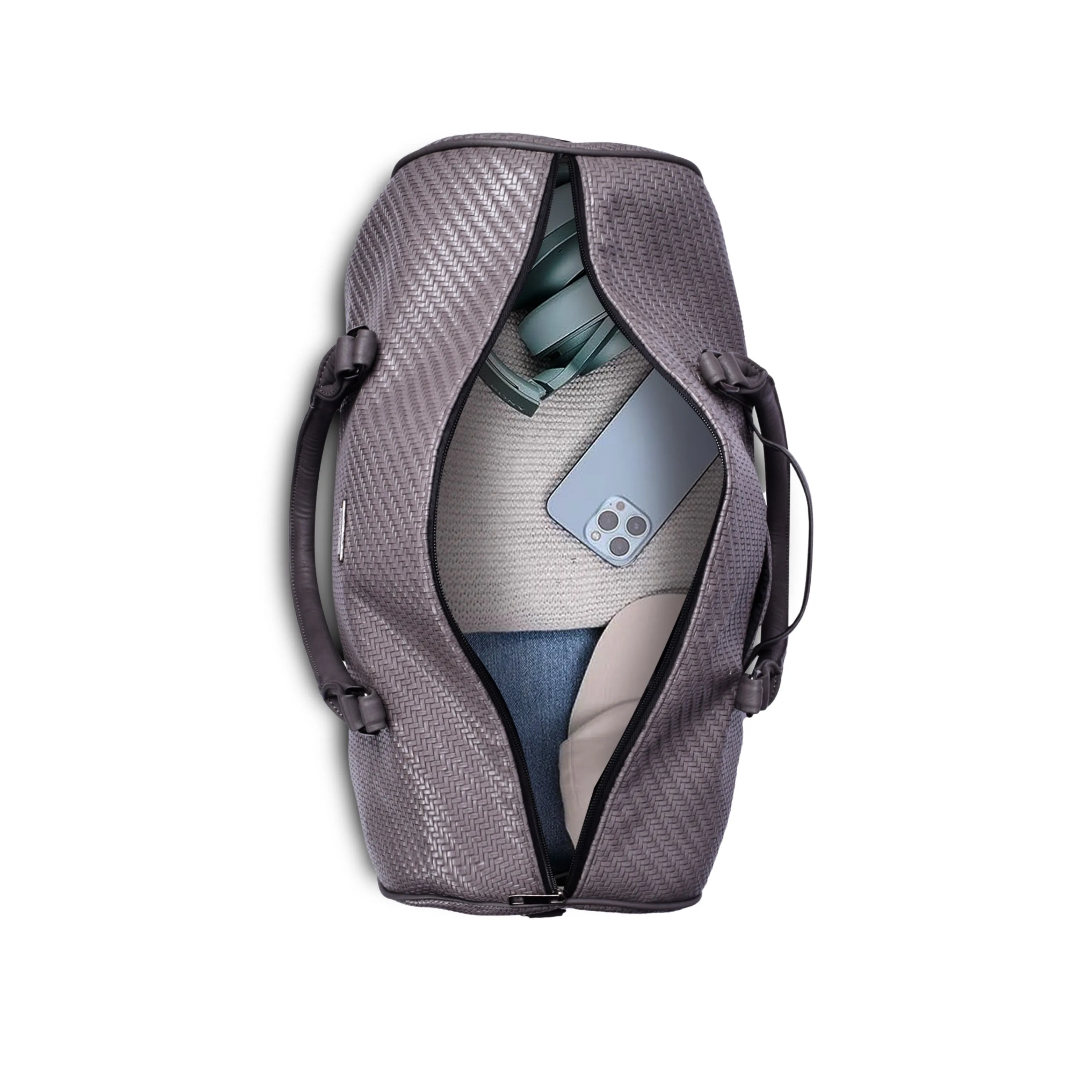 Grey Weaved Cabin Bag with Toiletry Kit - Carry on Luggage