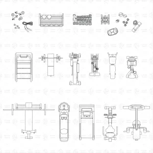 Gym And Sport Equipment Top View