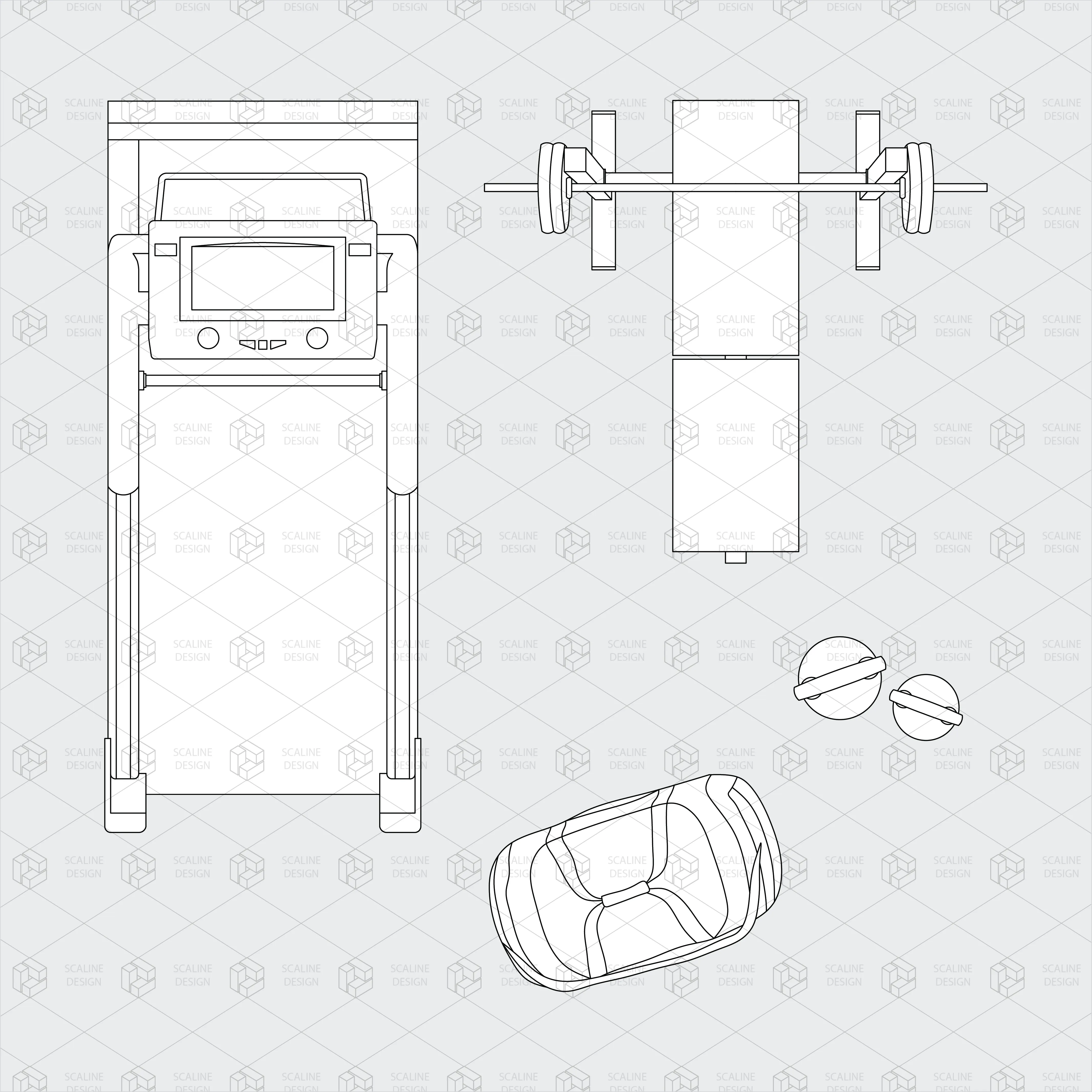 Gym And Sport Equipment Top View