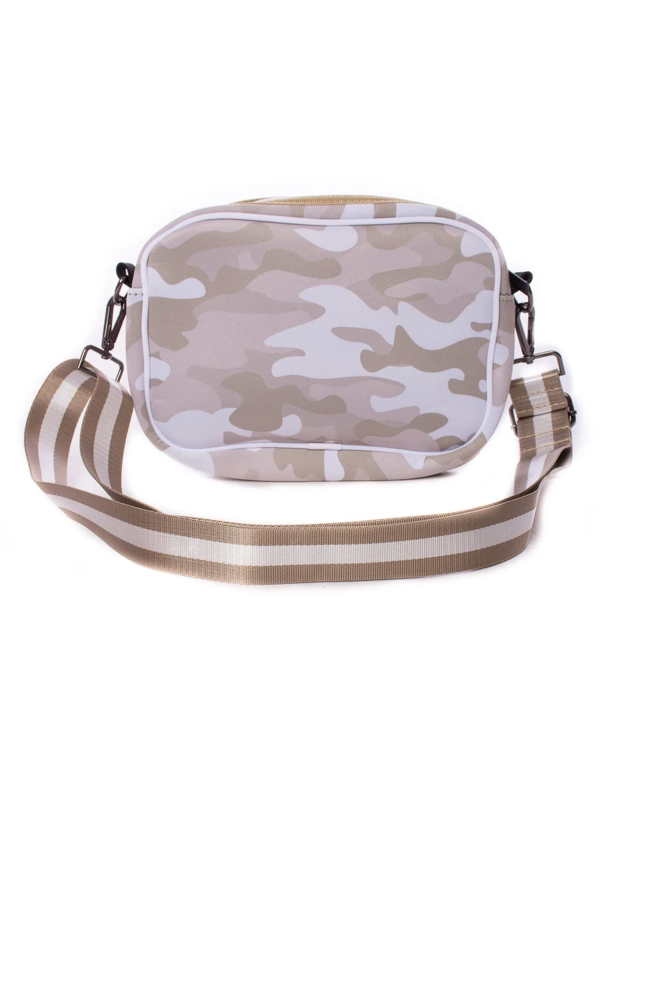 Haute Shore - Drew Sahara Crossbody (Beige Camo w/Rose Gold & White Stripe)