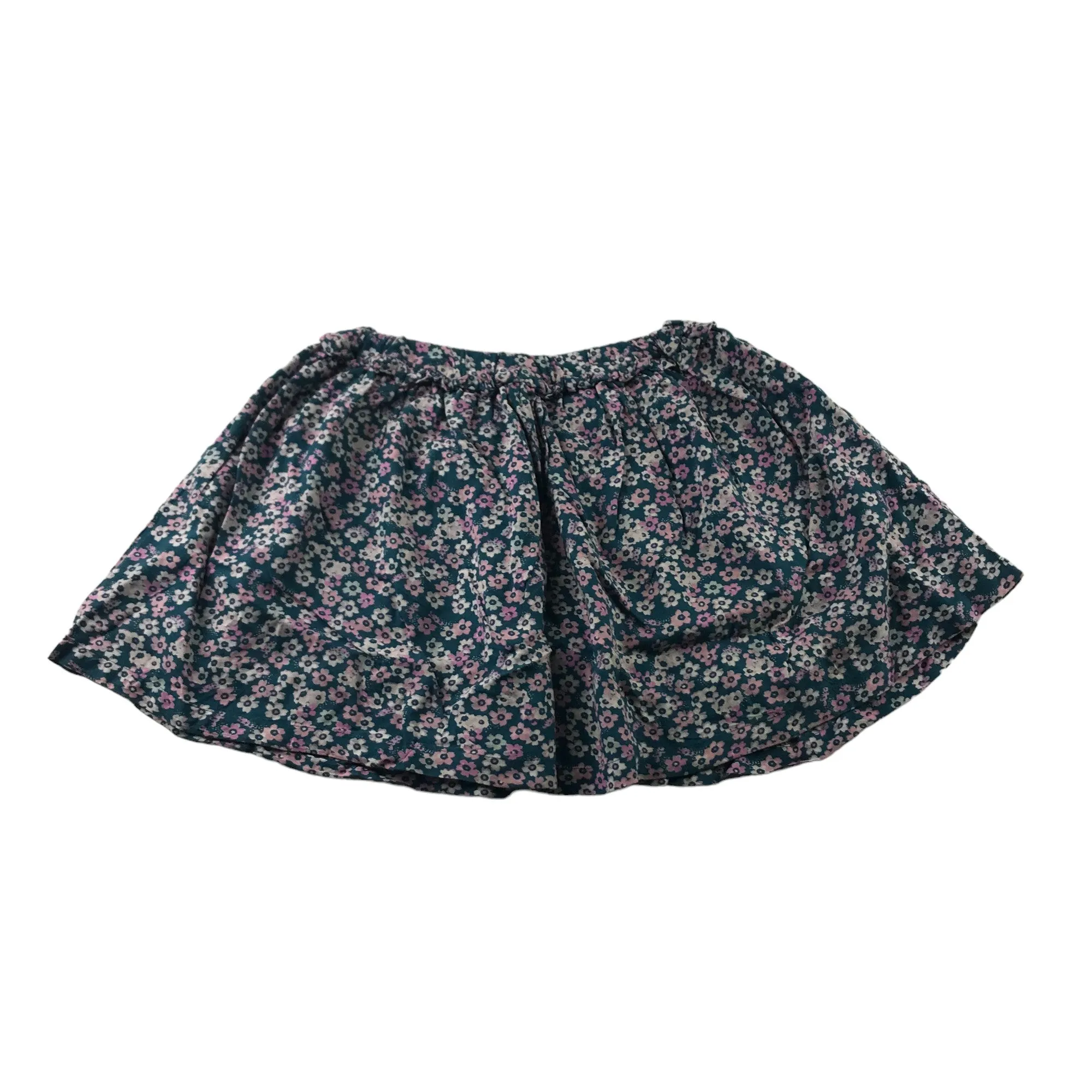 John Lewis Skirt Age 5 Teal Button Front Flower Print