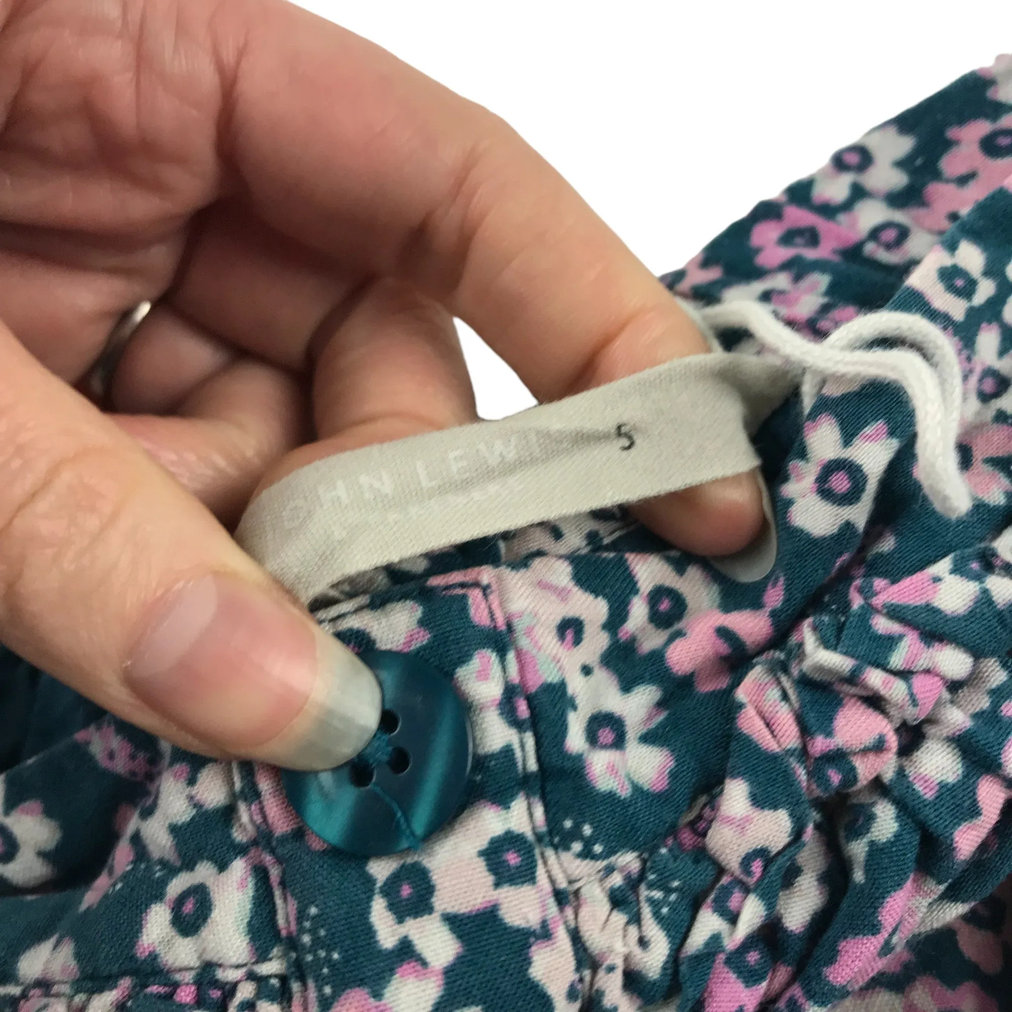 John Lewis Skirt Age 5 Teal Button Front Flower Print