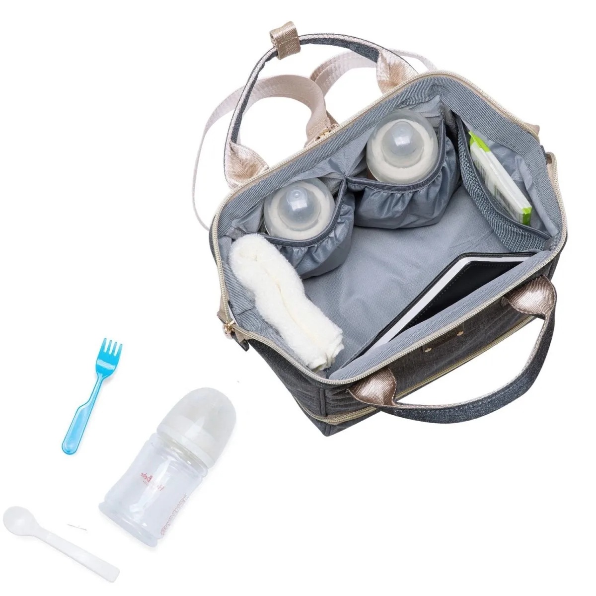 KAUKKO Diaper Bag Backpack - Small Diaper Backpack with Pacifier Holder and Stroller straps -Waterproof, mini , KT08 ( New York Gray ）