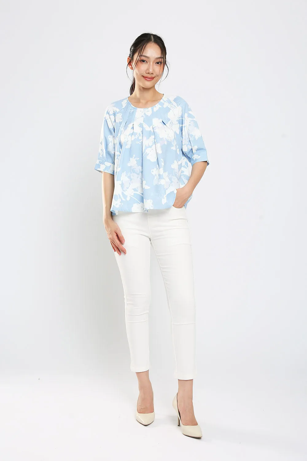 Kelly Blouse in Blue Print
