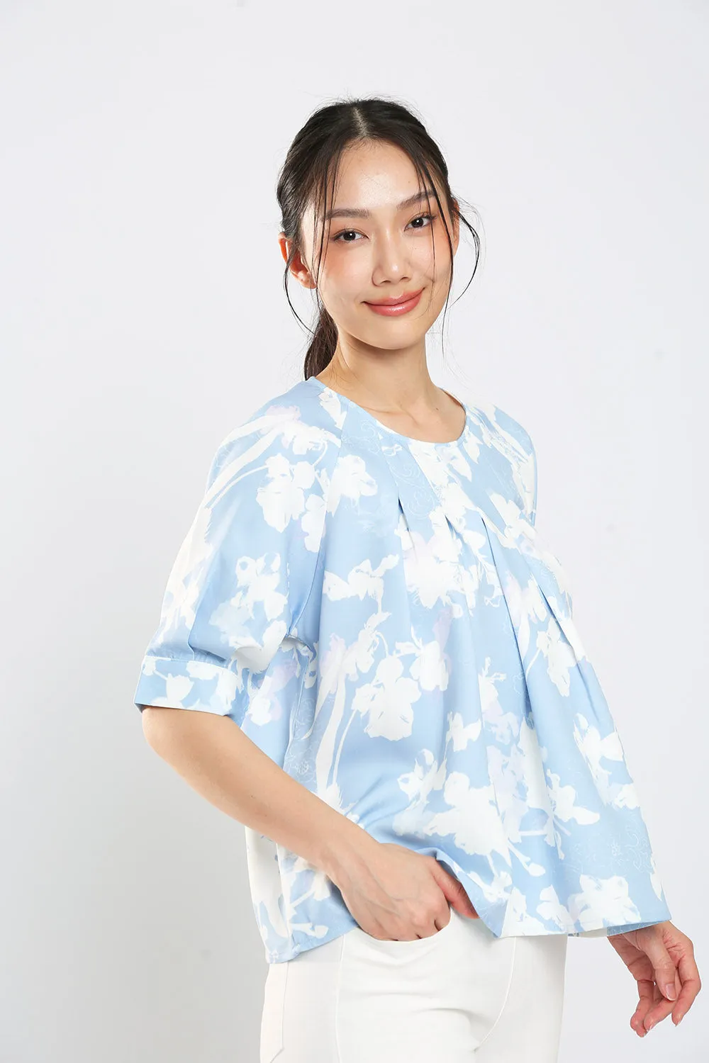 Kelly Blouse in Blue Print