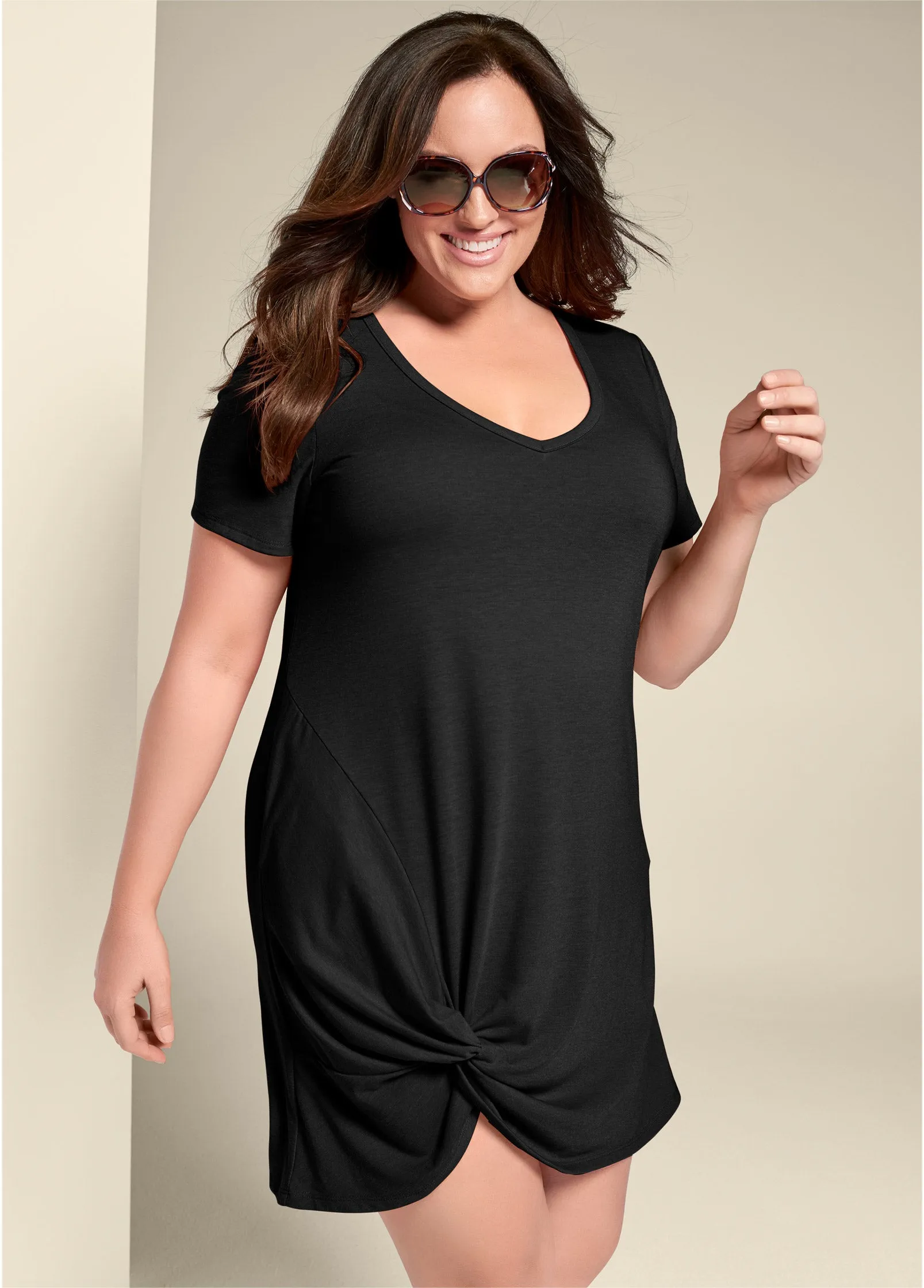 Knotted Casual Dress - Black