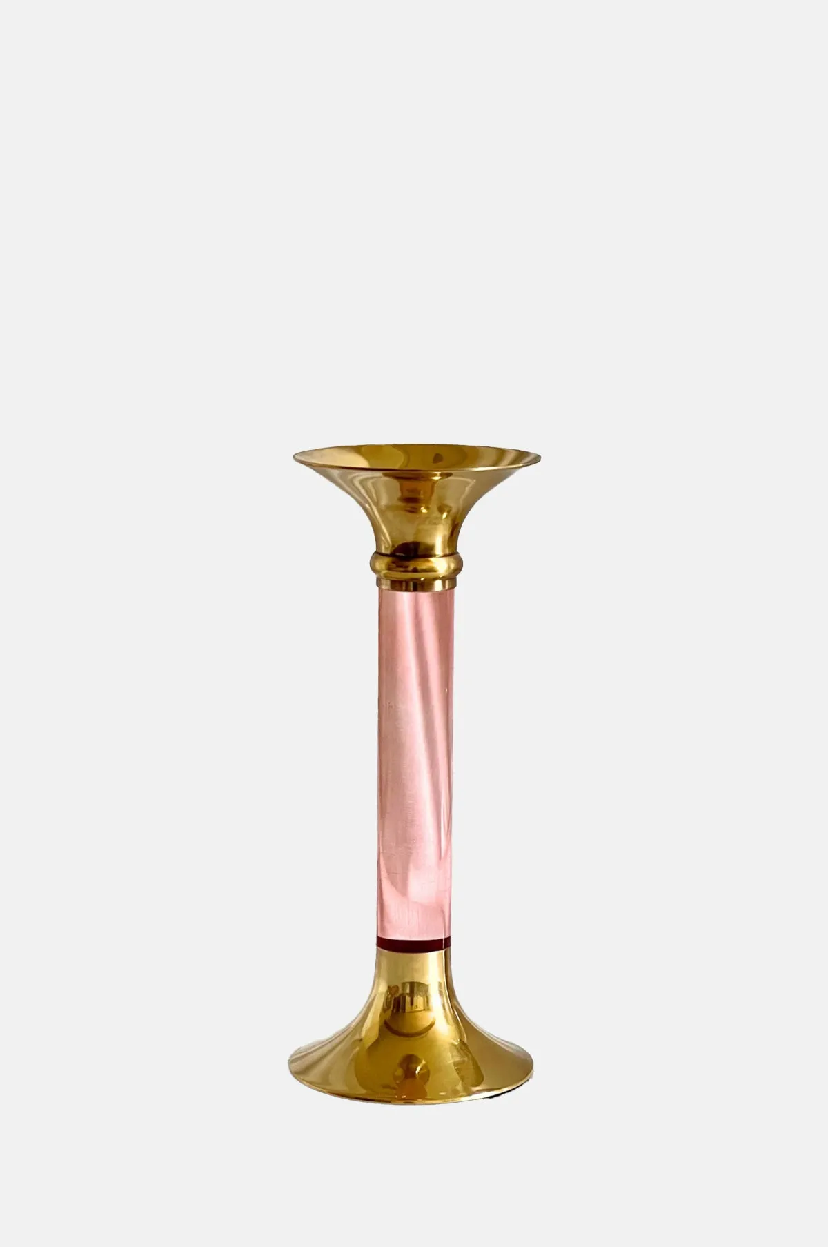 Large Brass and Acrylic Candleholder Blush