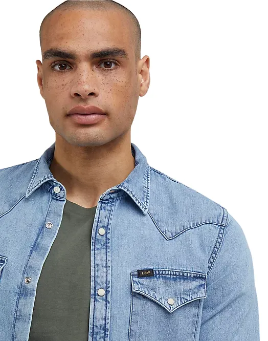 Lee camicia in jeans da uomo Western 112341774 blu chiaro