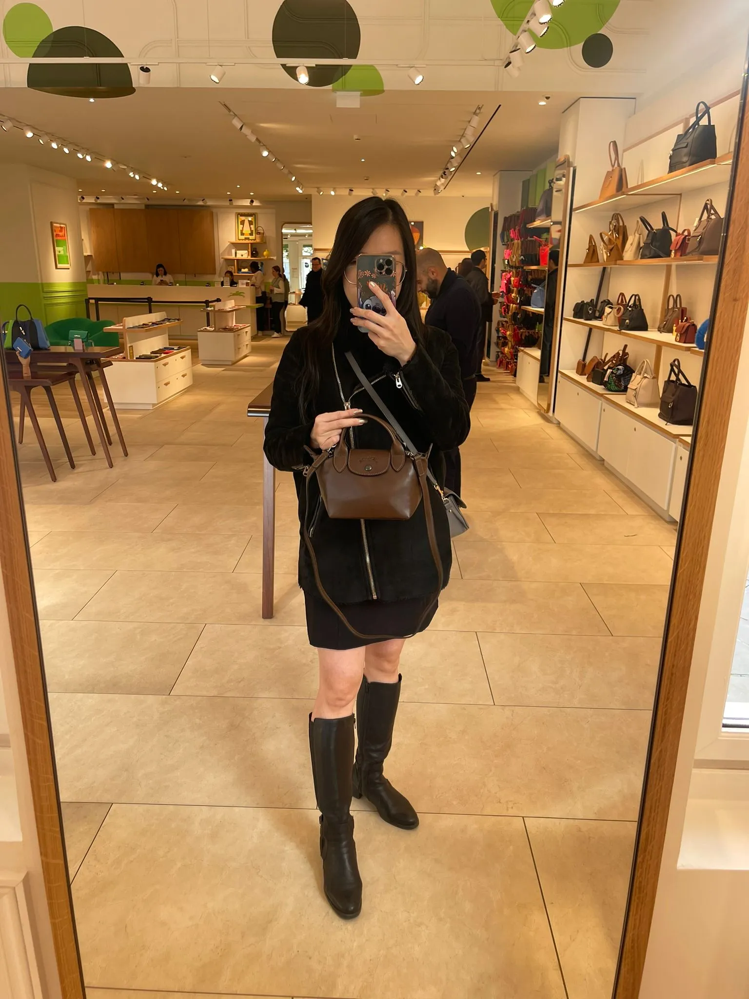 Longchamp Mini top handle cuir crossbody bag