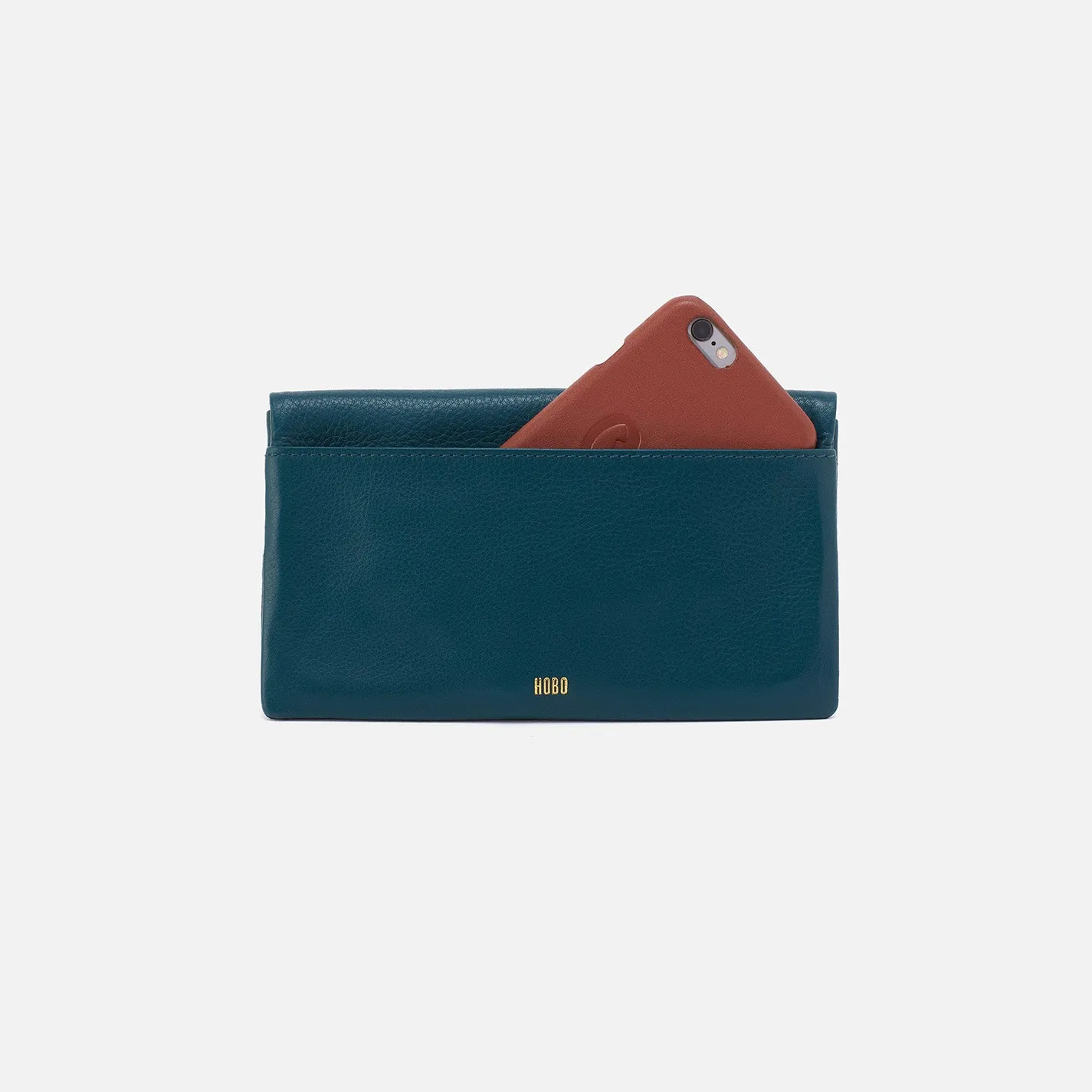 Lumen Continental Wallet In Pebbled Leather - Midnight Teal