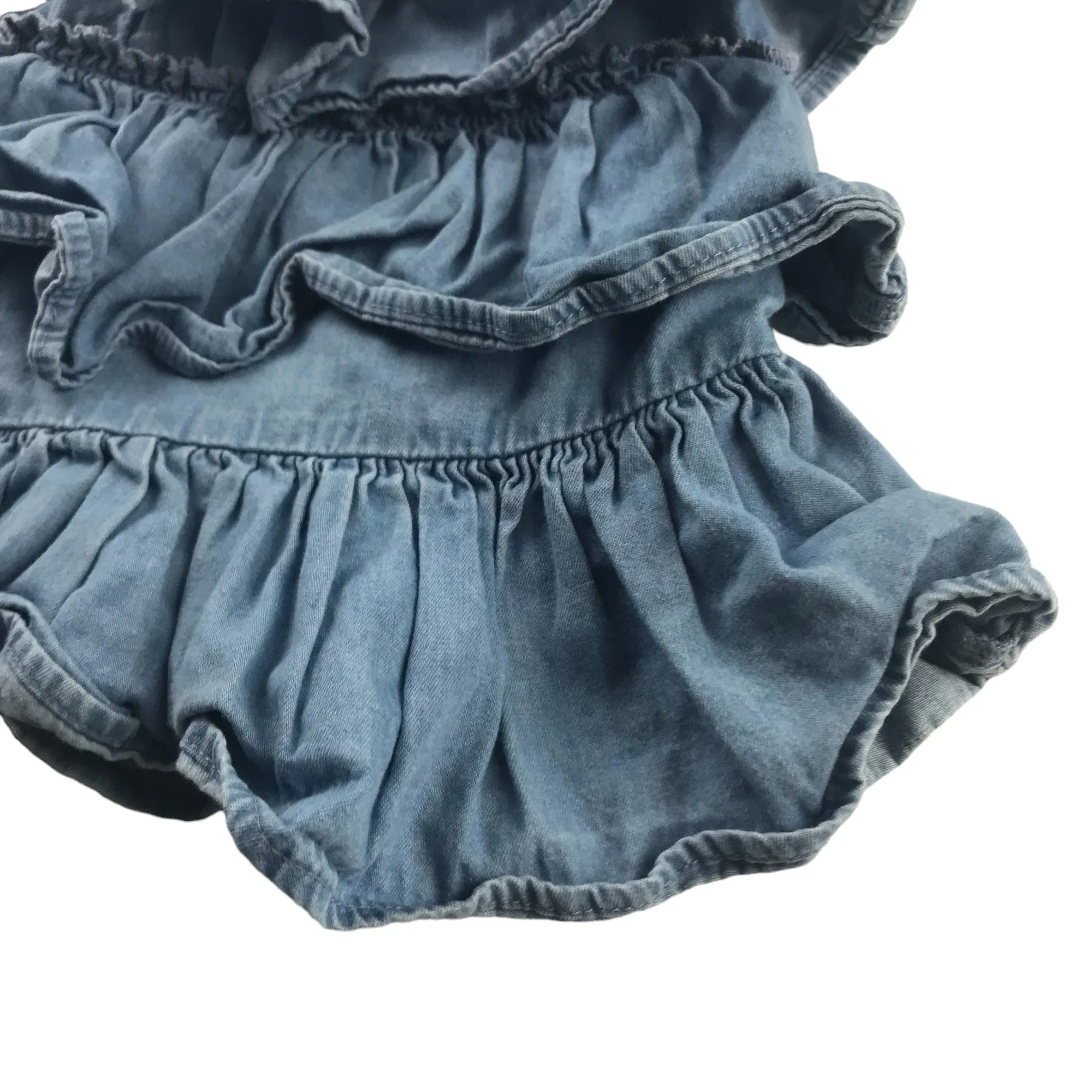 M&S Skirt Age 5 Blue Ruffle Tiered Cotton