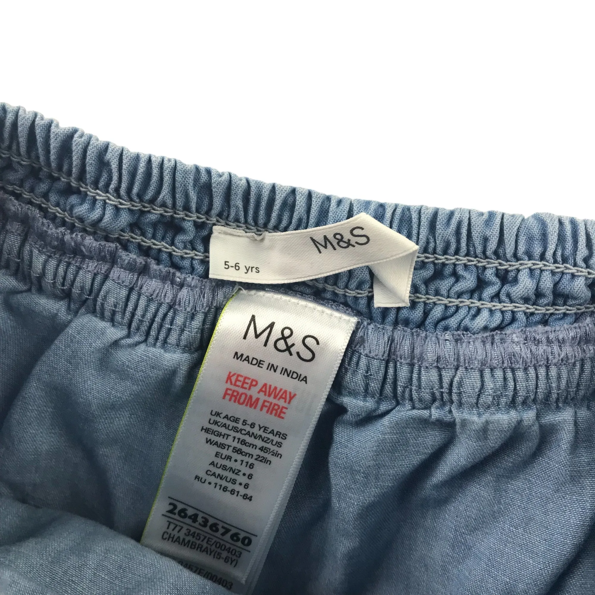 M&S Skirt Age 5 Blue Ruffle Tiered Cotton