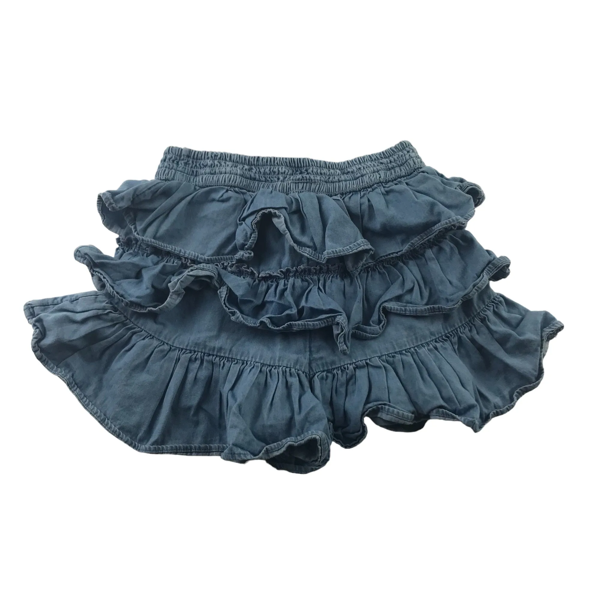 M&S Skirt Age 5 Blue Ruffle Tiered Cotton