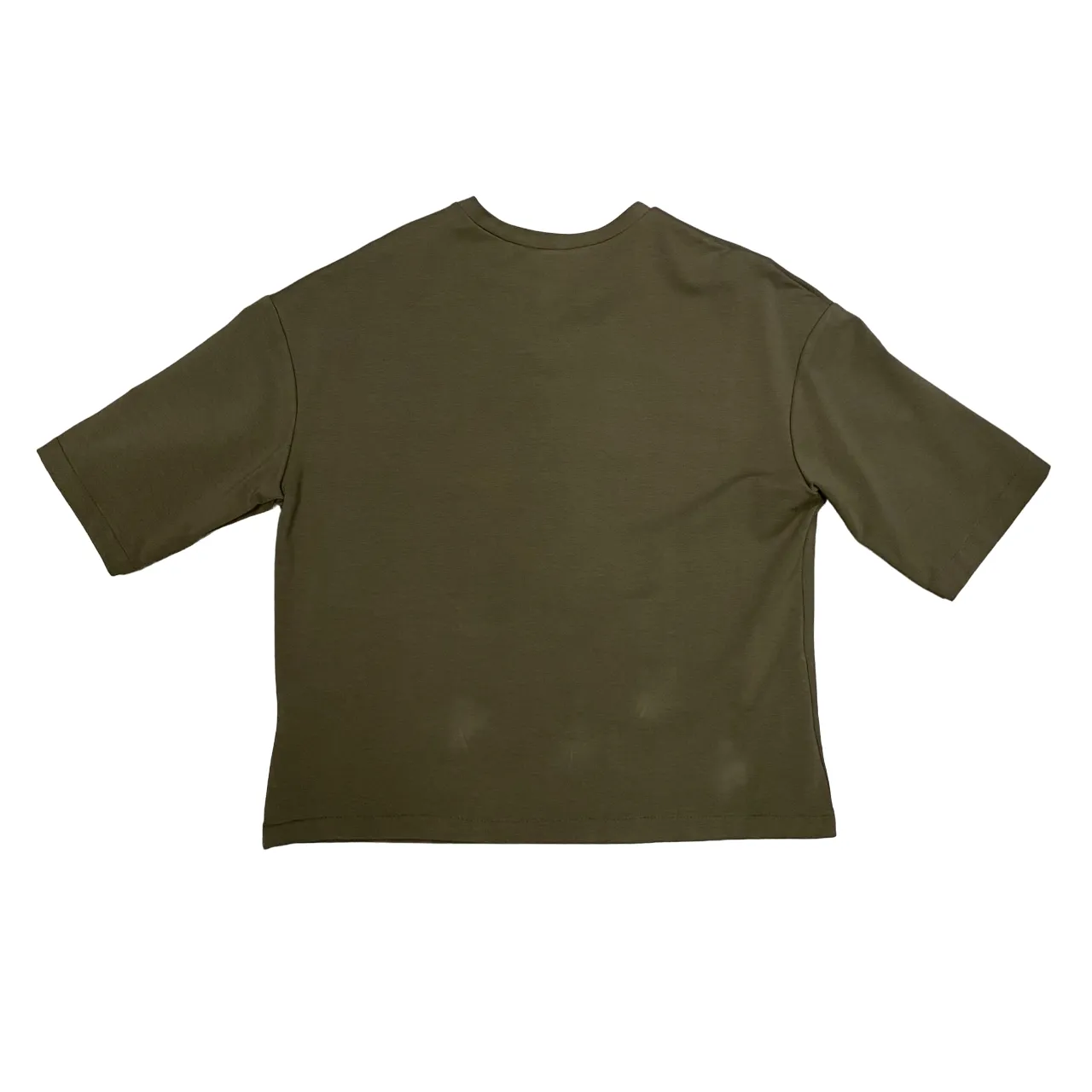 Maryley felpa manica 3/4 da donna con applicazione perle su stampa 24IB744 verde militare
