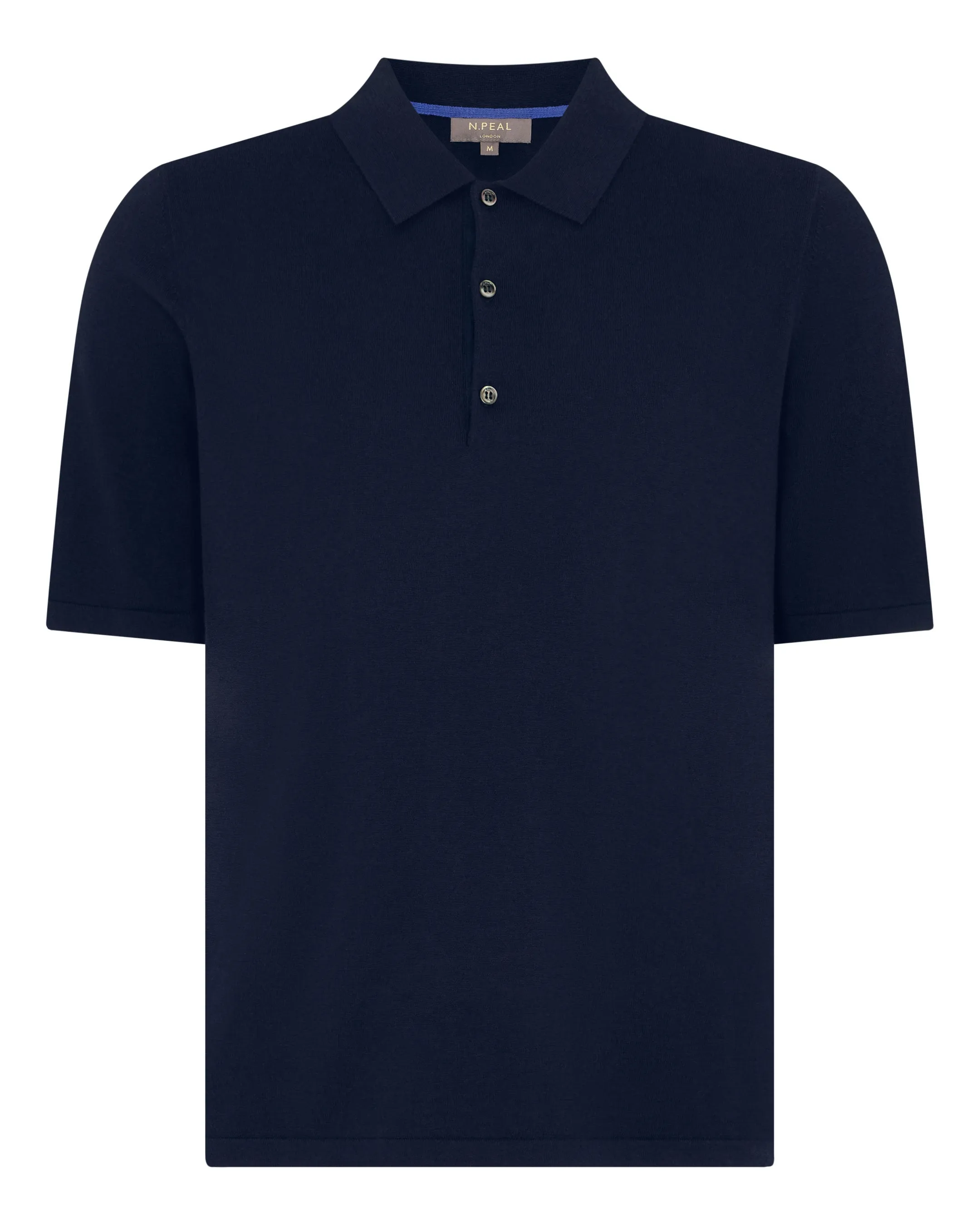 Men's Polzeath Cotton Cashmere Polo T-Shirt Navy Blue