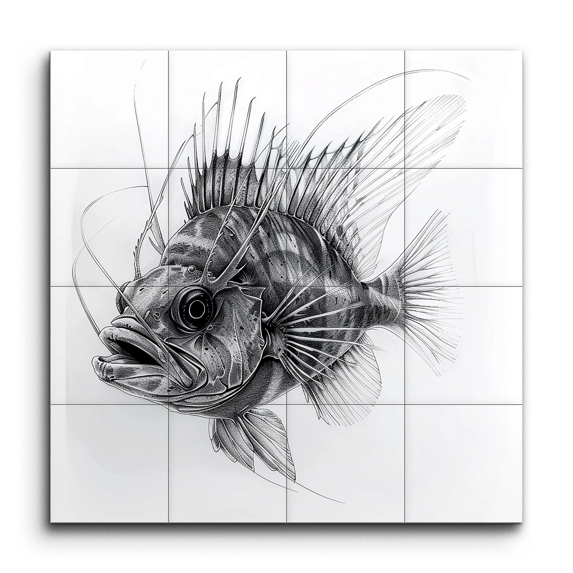 Mesmerizing Monochrome Lionfish Artwork