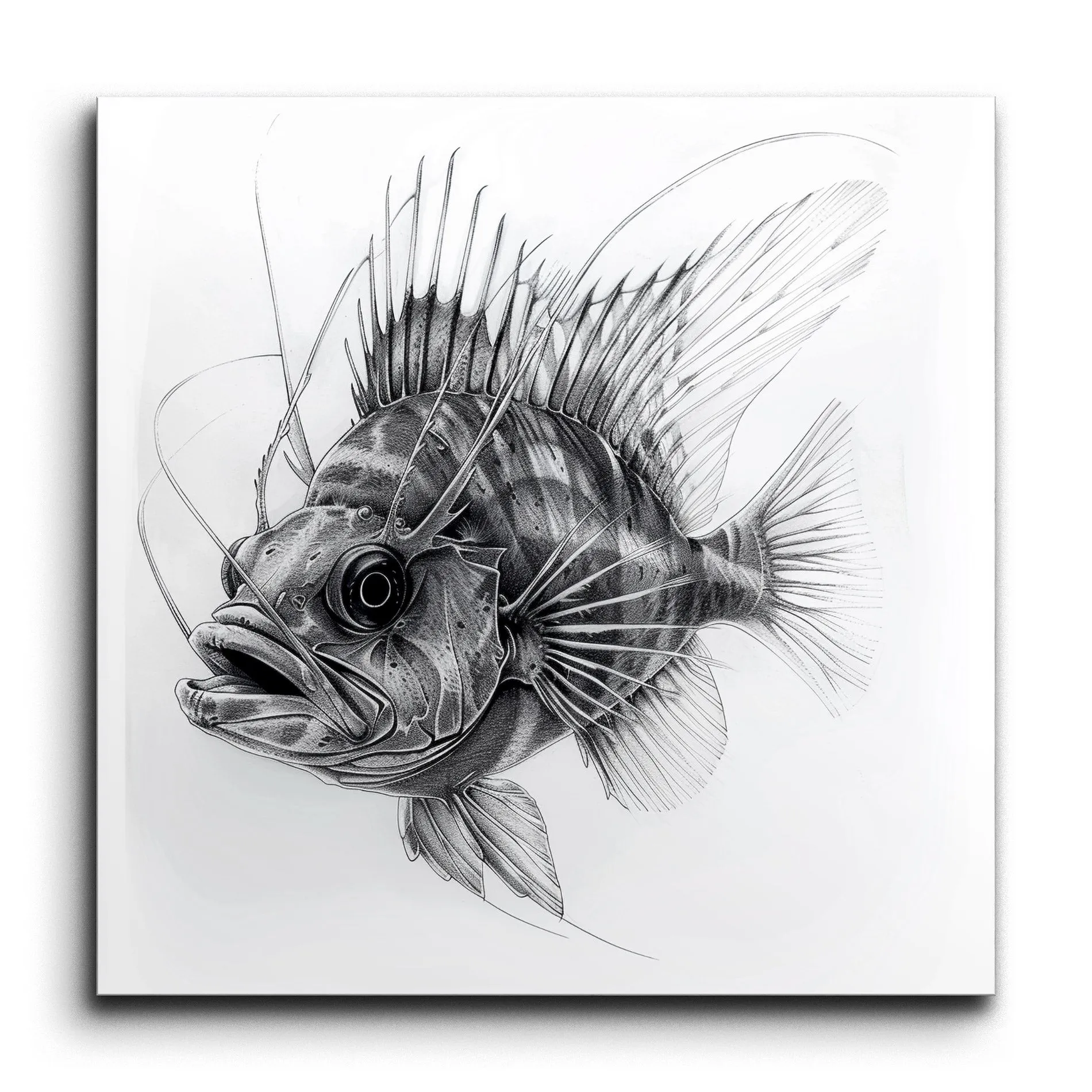 Mesmerizing Monochrome Lionfish Artwork