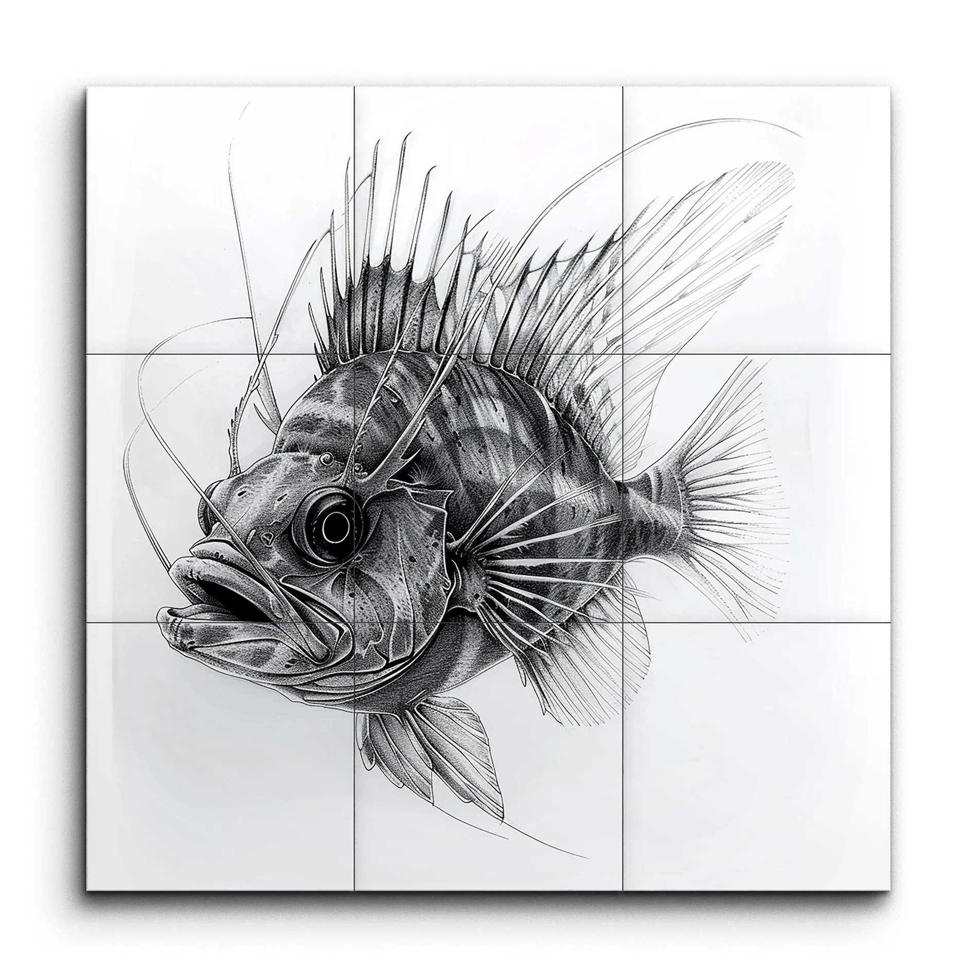 Mesmerizing Monochrome Lionfish Artwork
