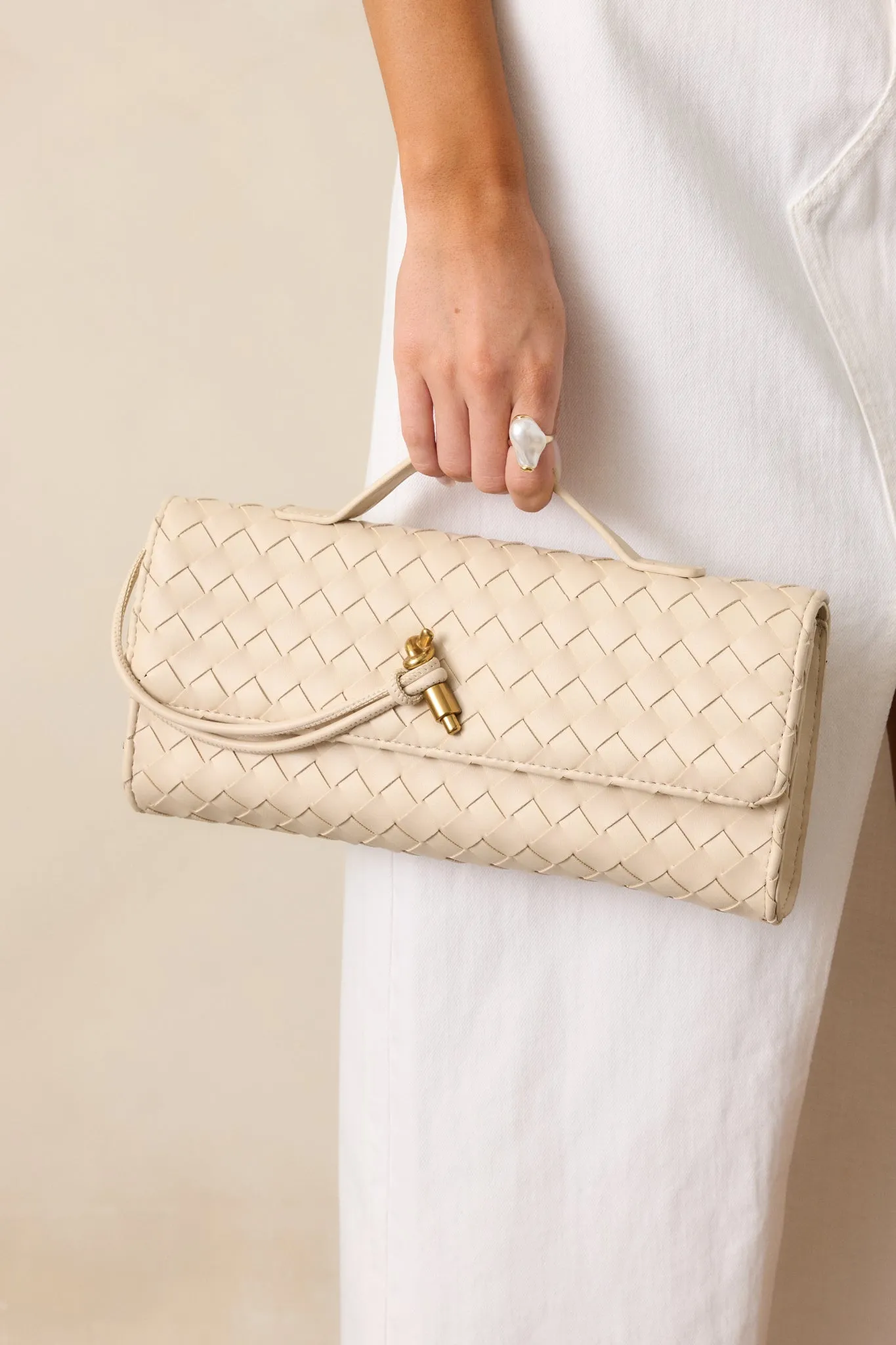 Midnight Sun Ivory Woven Clutch