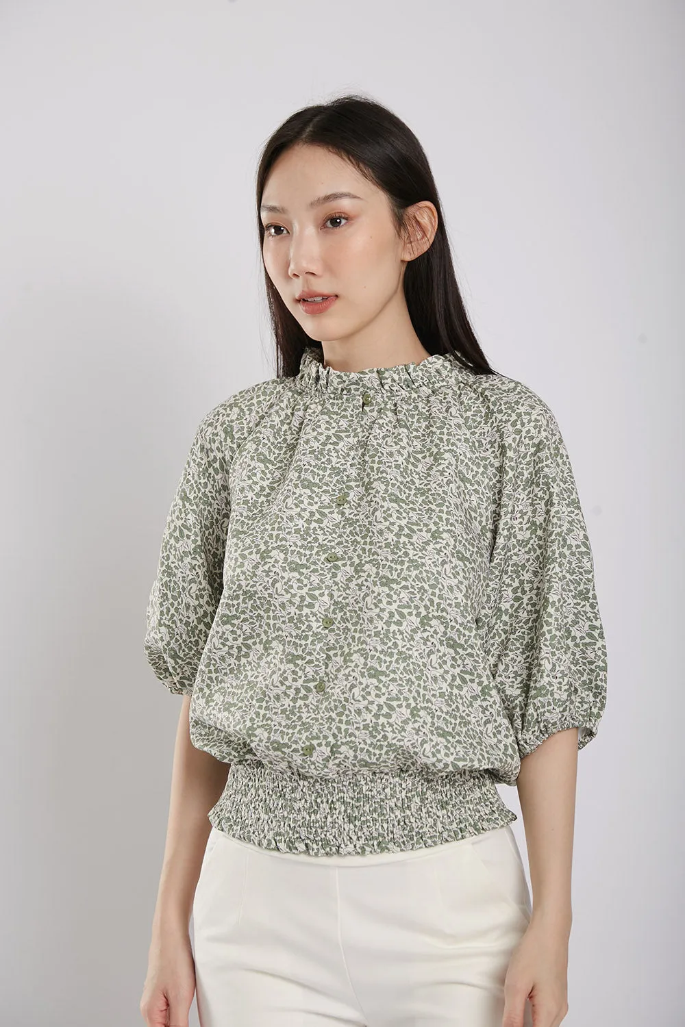 Mili Blouse in Sage Green Floral