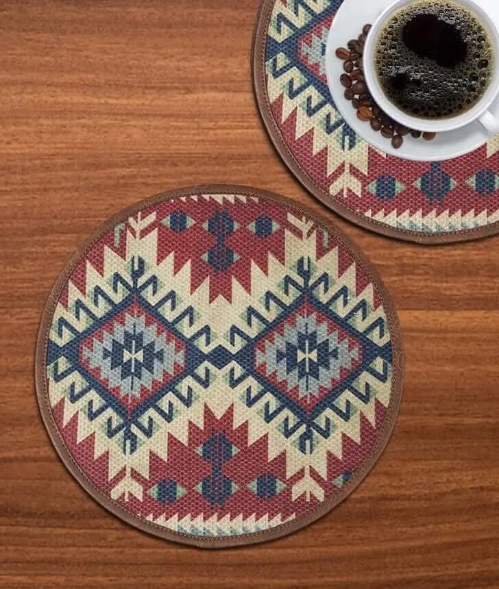 Mona B - Set of 2 Printed Placemats, 13 INCH Round, Best for Bed-Side Table/Center Table, Dining Table/Shelves (Mosaic)