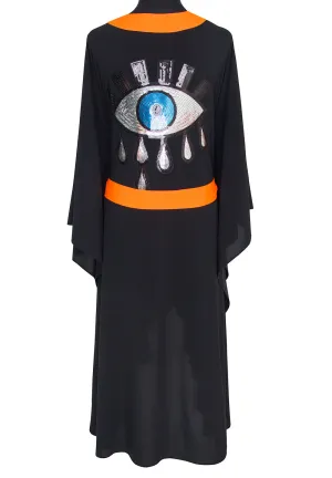 Monochrome - Black Kimono Evil Eye (Neon Orange)