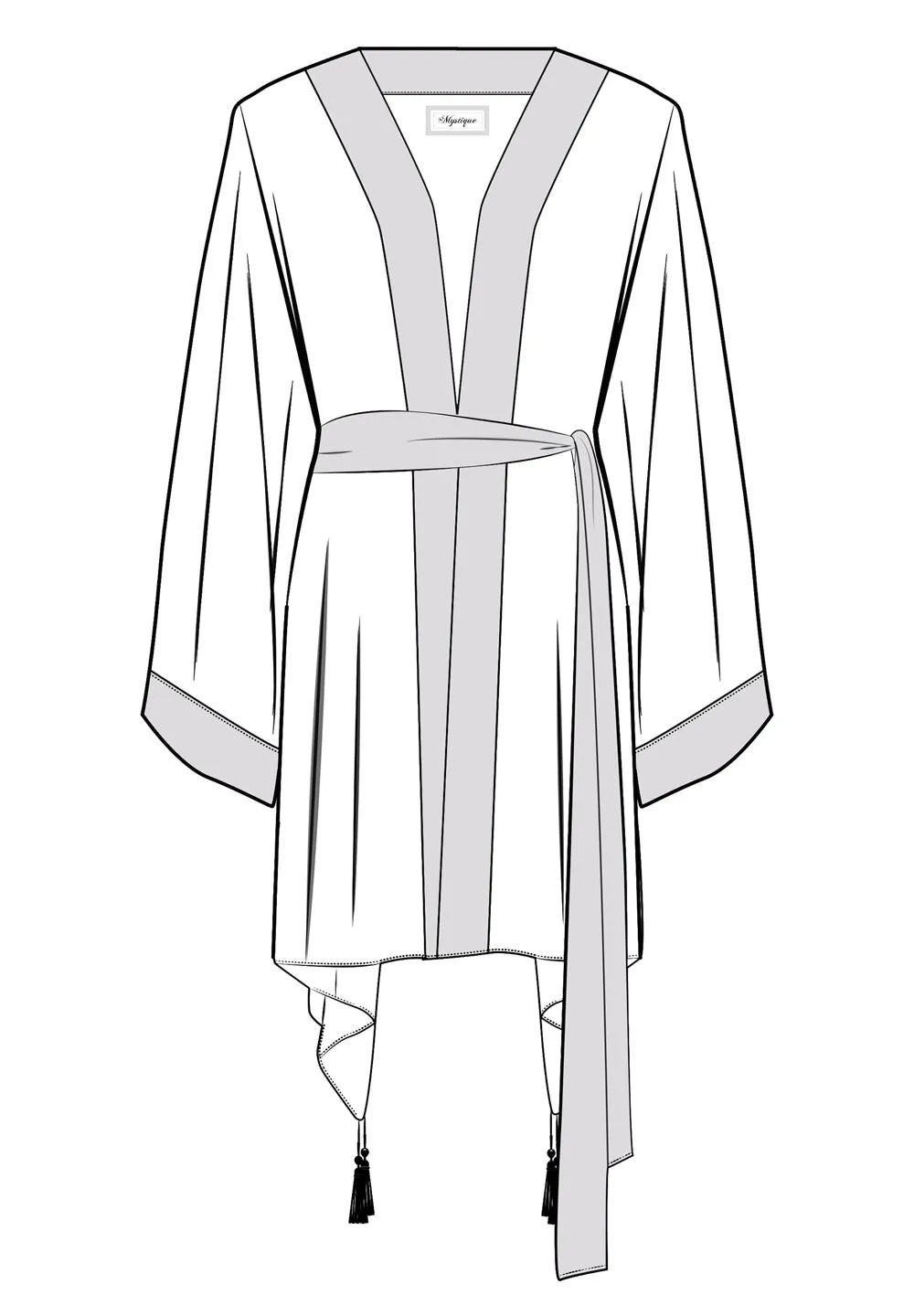 Monochrome - Black Kimono Evil Eye (Neon Orange)