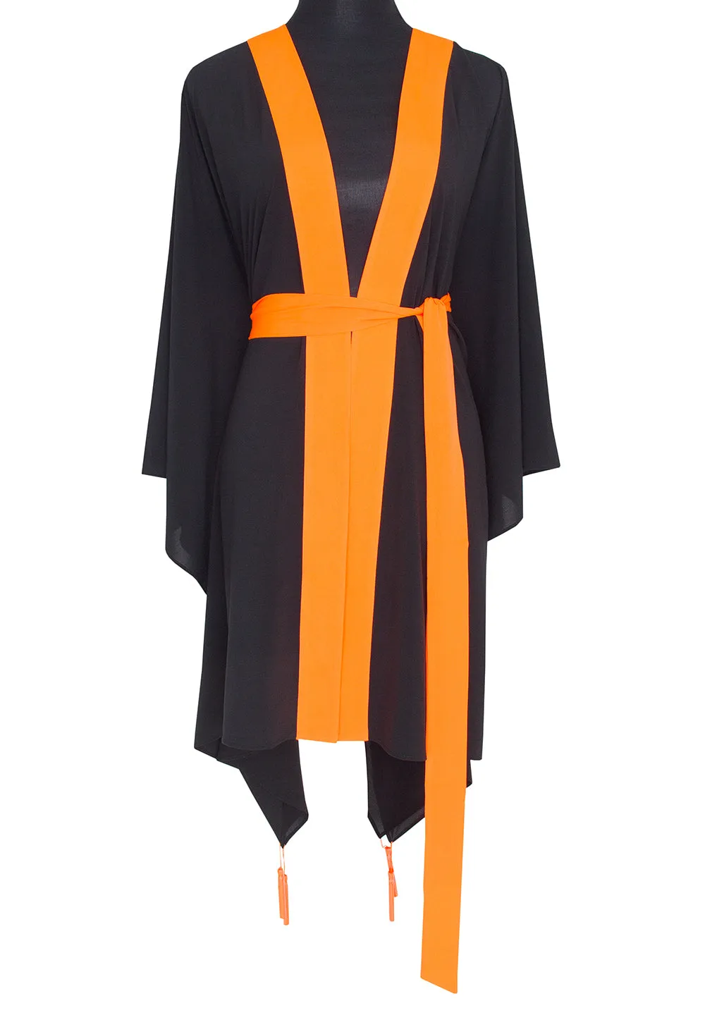 Monochrome - Black Kimono Evil Eye (Neon Orange)