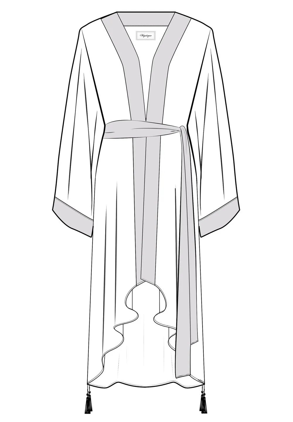 Monochrome - Black Kimono Evil Eye (Neon Orange)